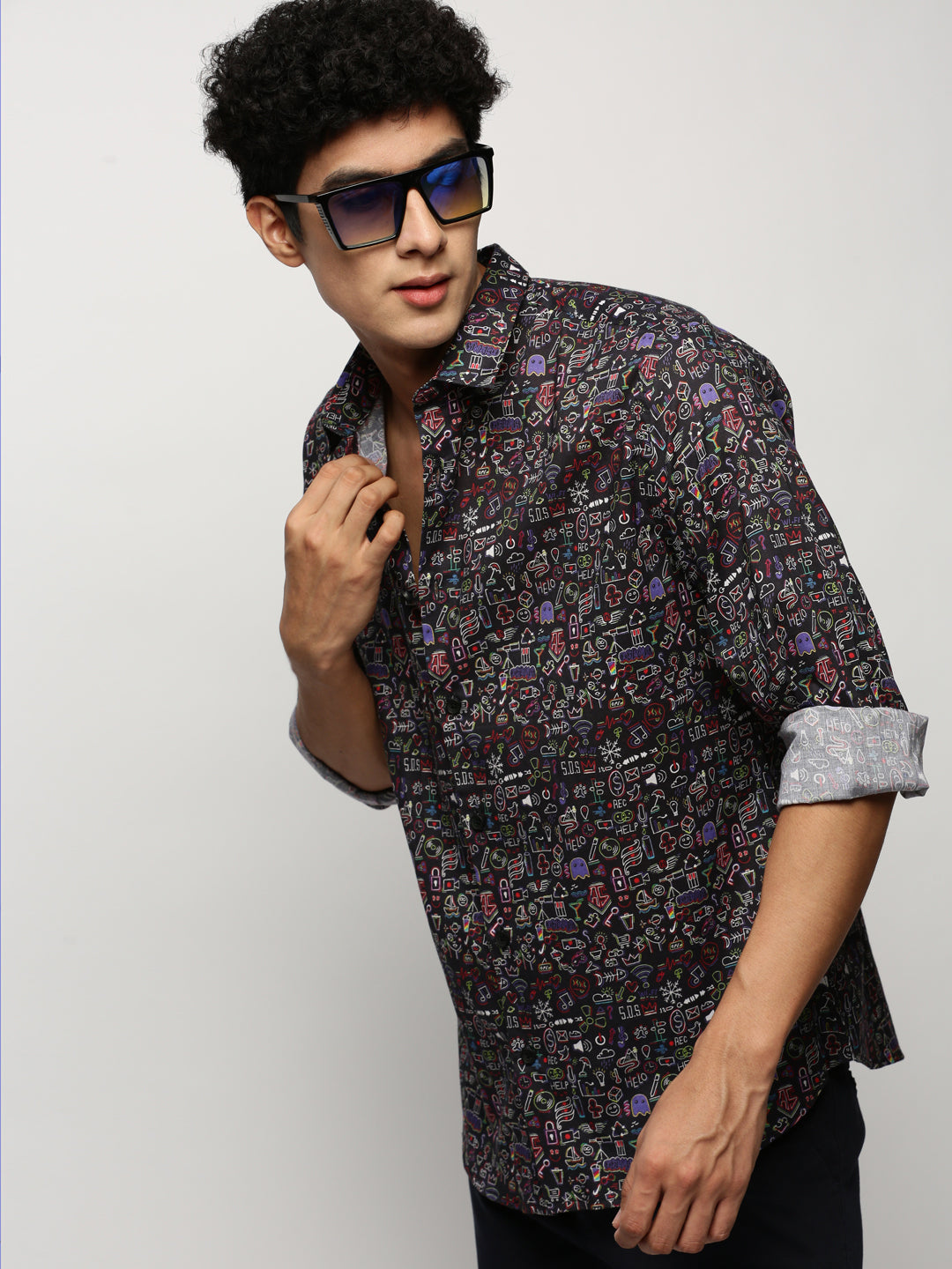 Men Black Printed Shirt