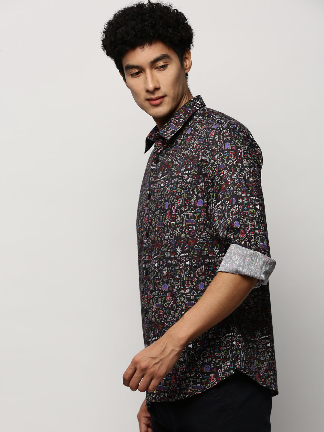 Men Black Printed Shirt