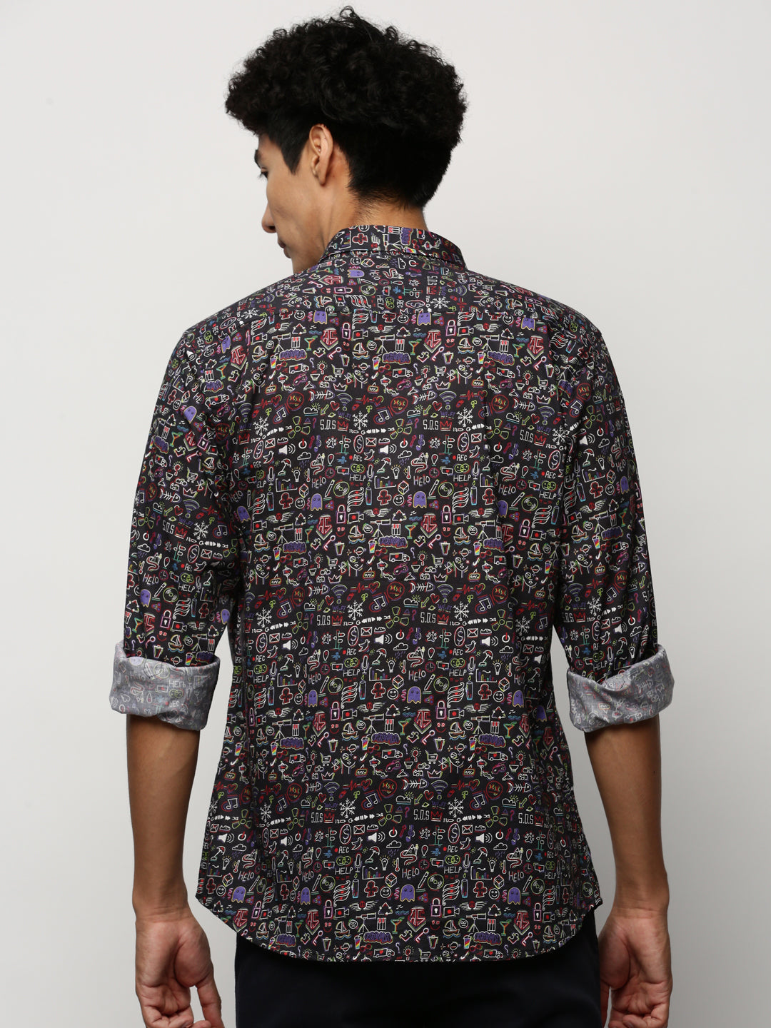 Men Black Printed Shirt