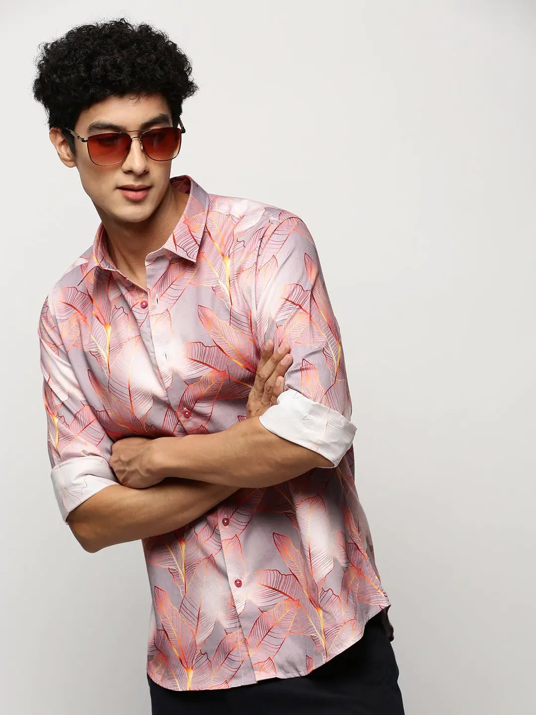 Men's Grey Floral Shirt