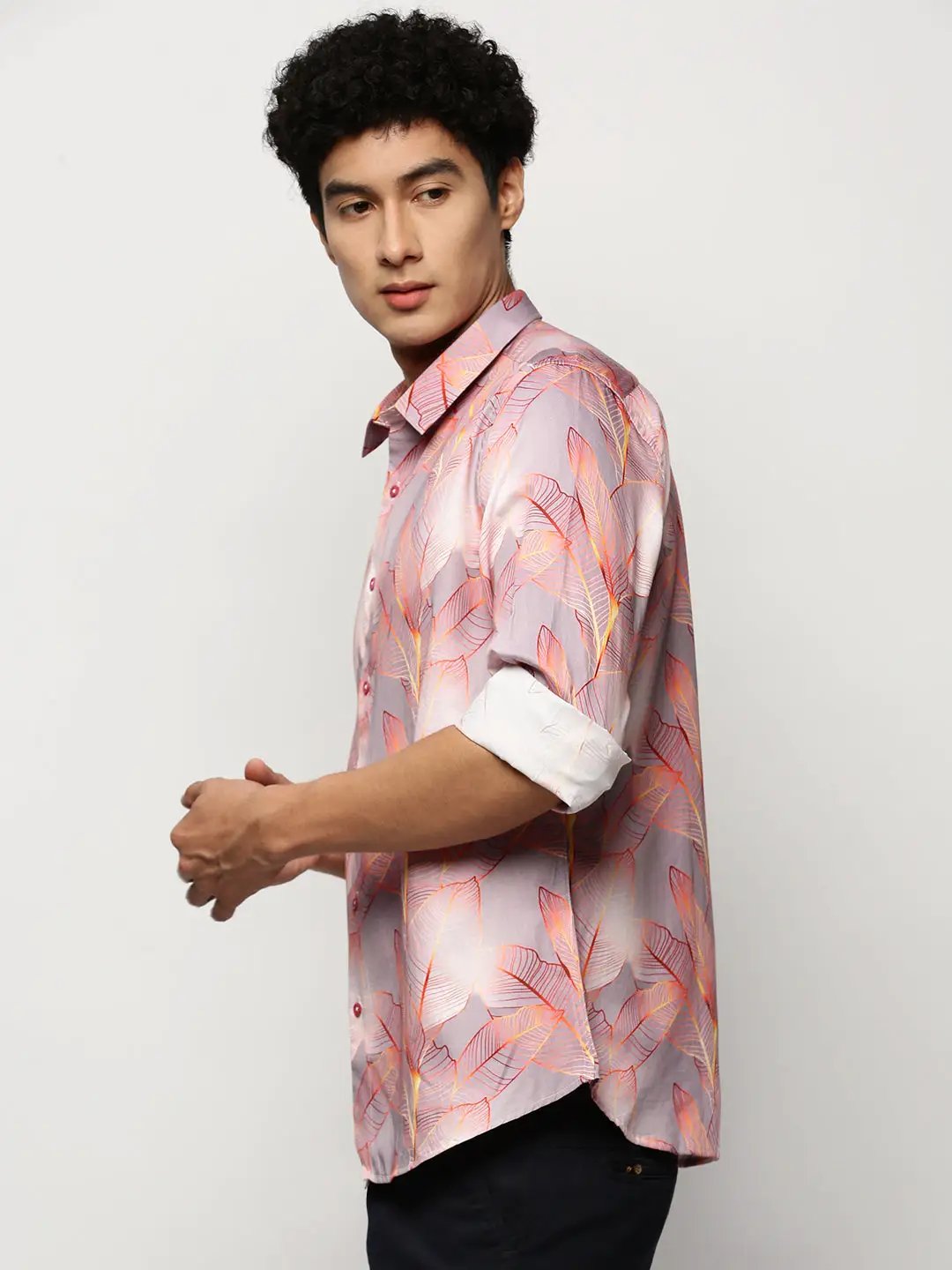 Men's Grey Floral Shirt