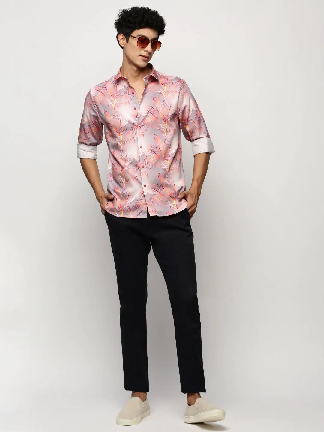 Men's Grey Floral Shirt