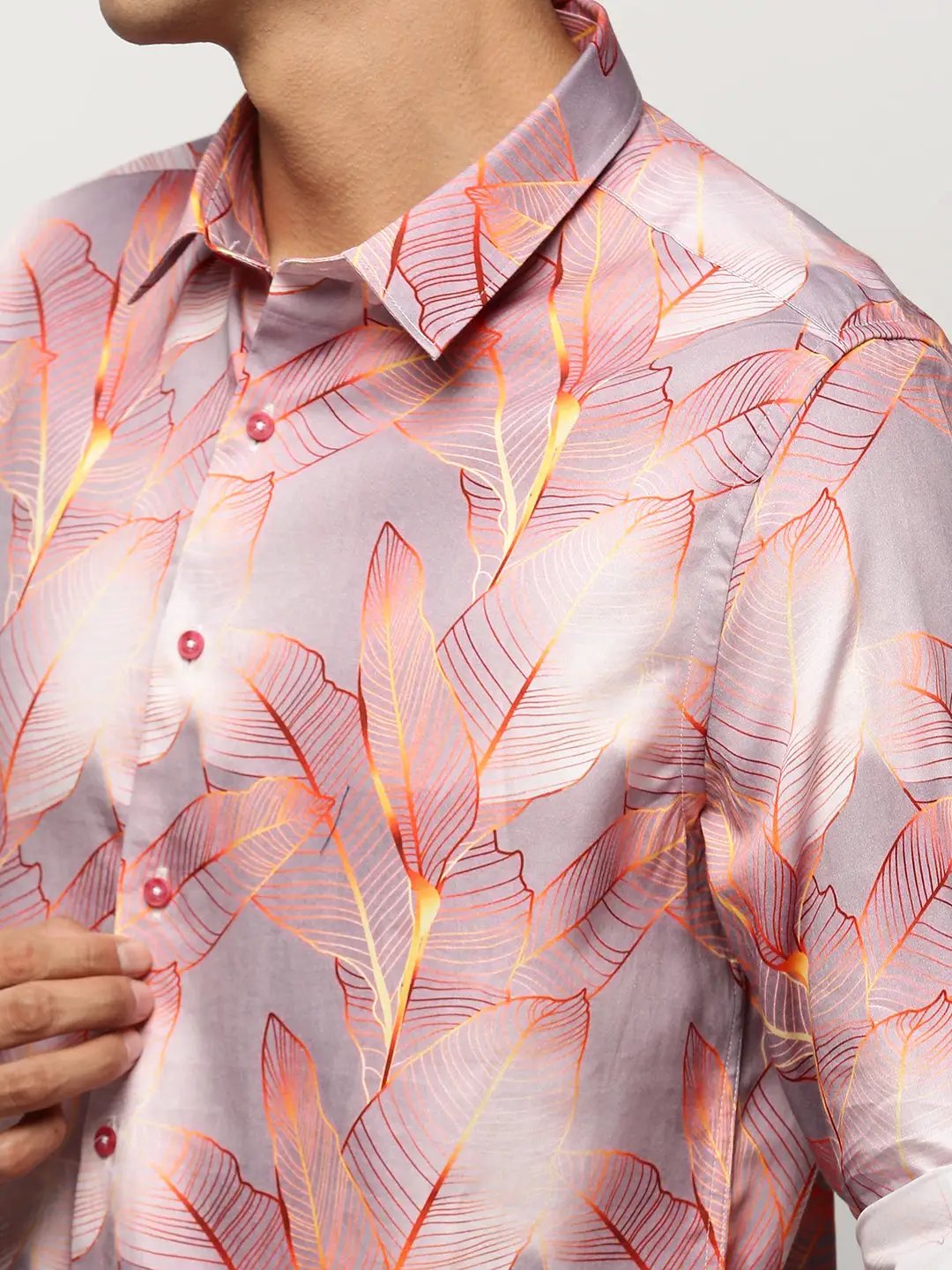 Men's Grey Floral Shirt