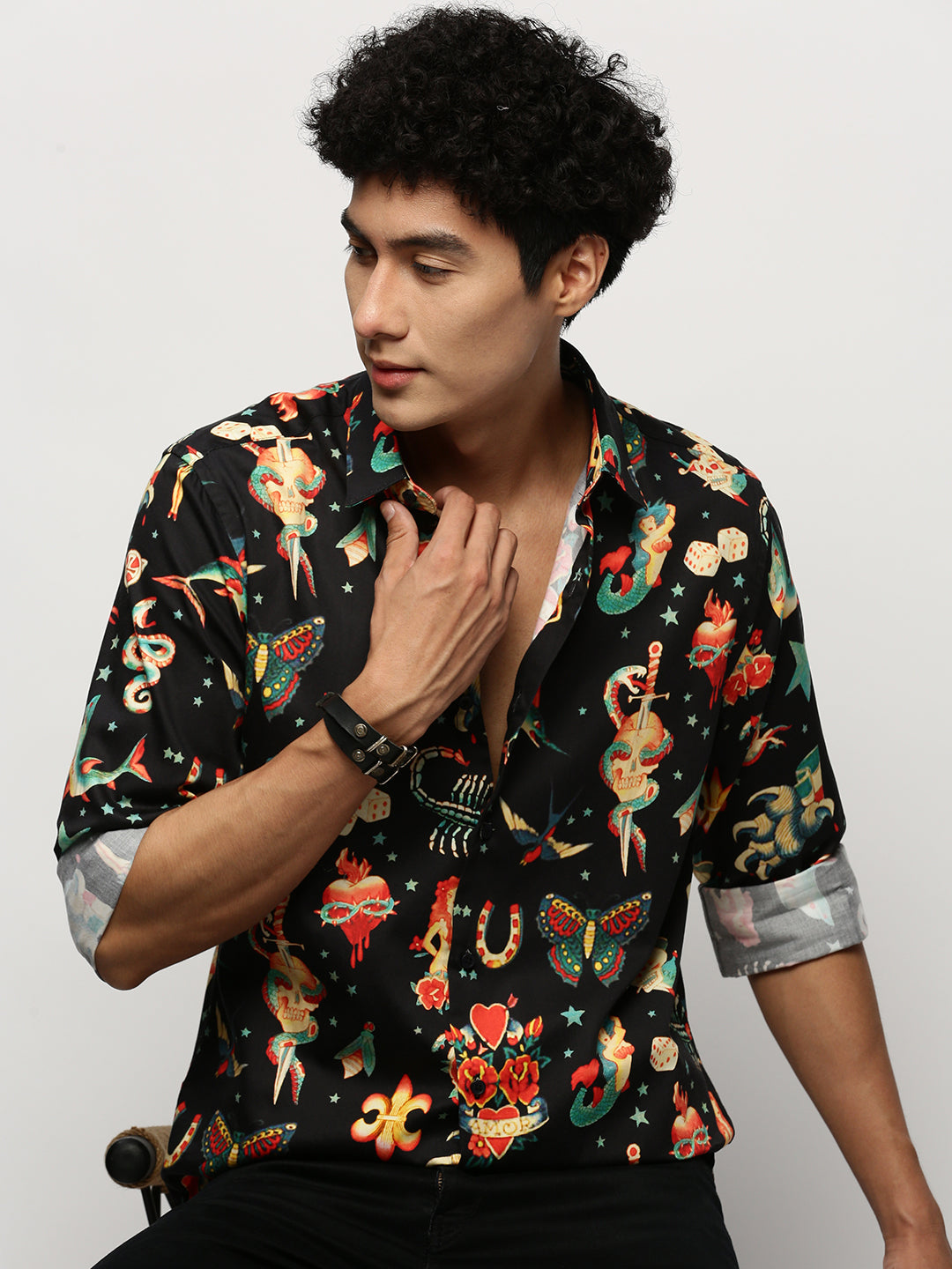 Men Black Printed Shirt