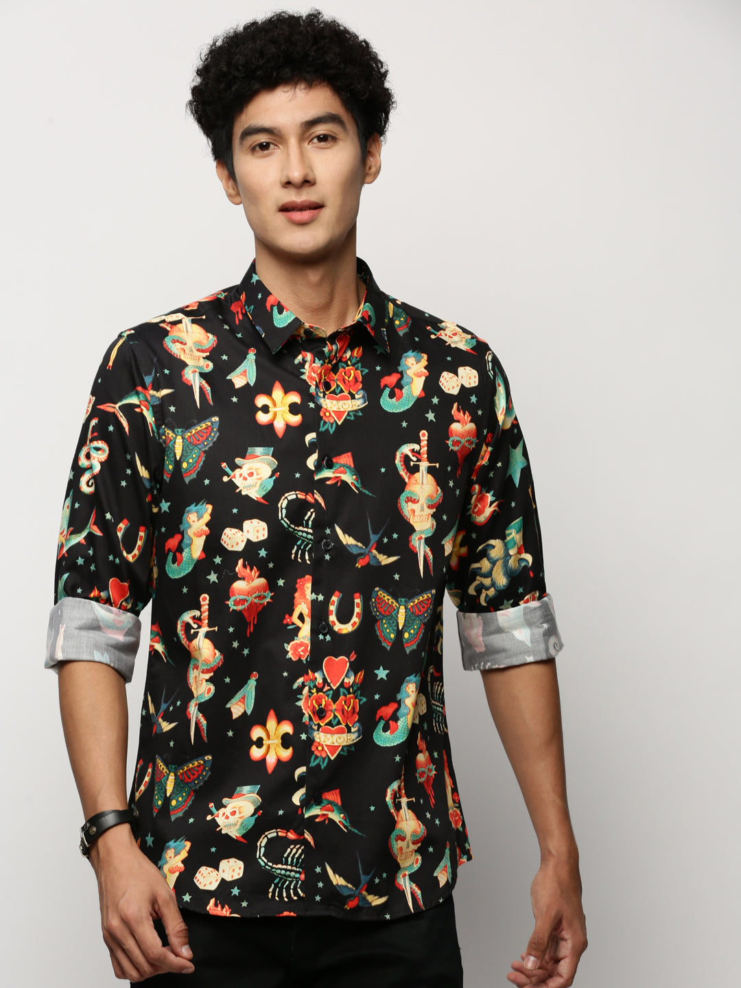 Men Black Printed Shirt