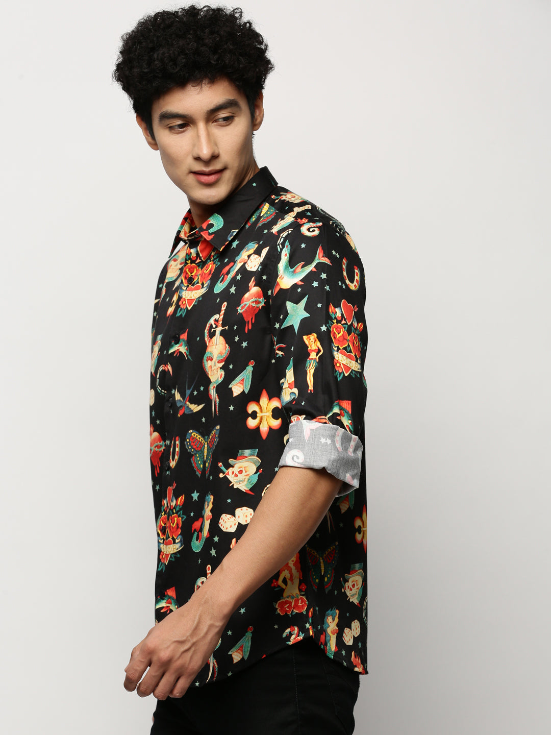 Men Black Printed Shirt