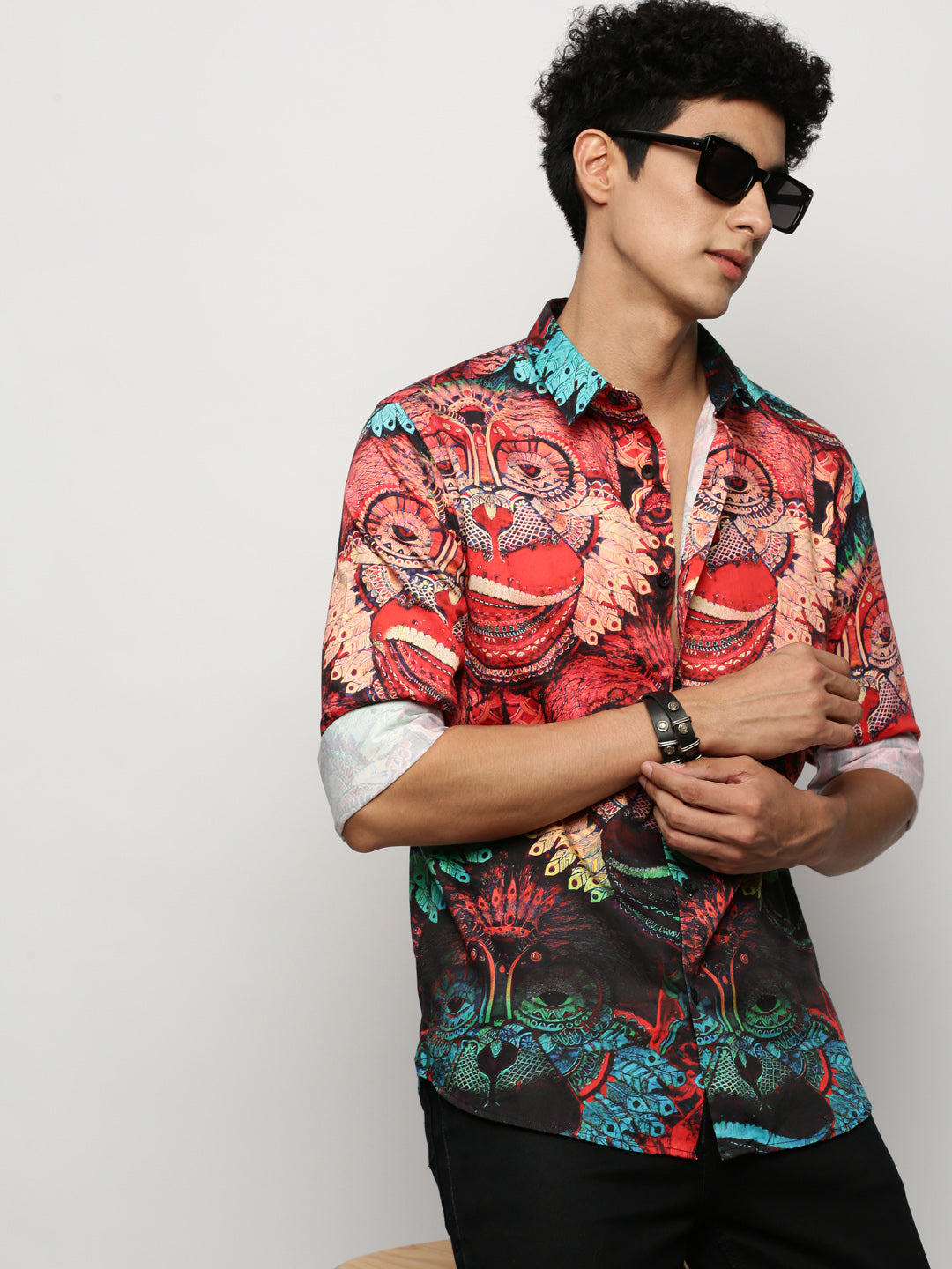 Men Red Printed Shirt