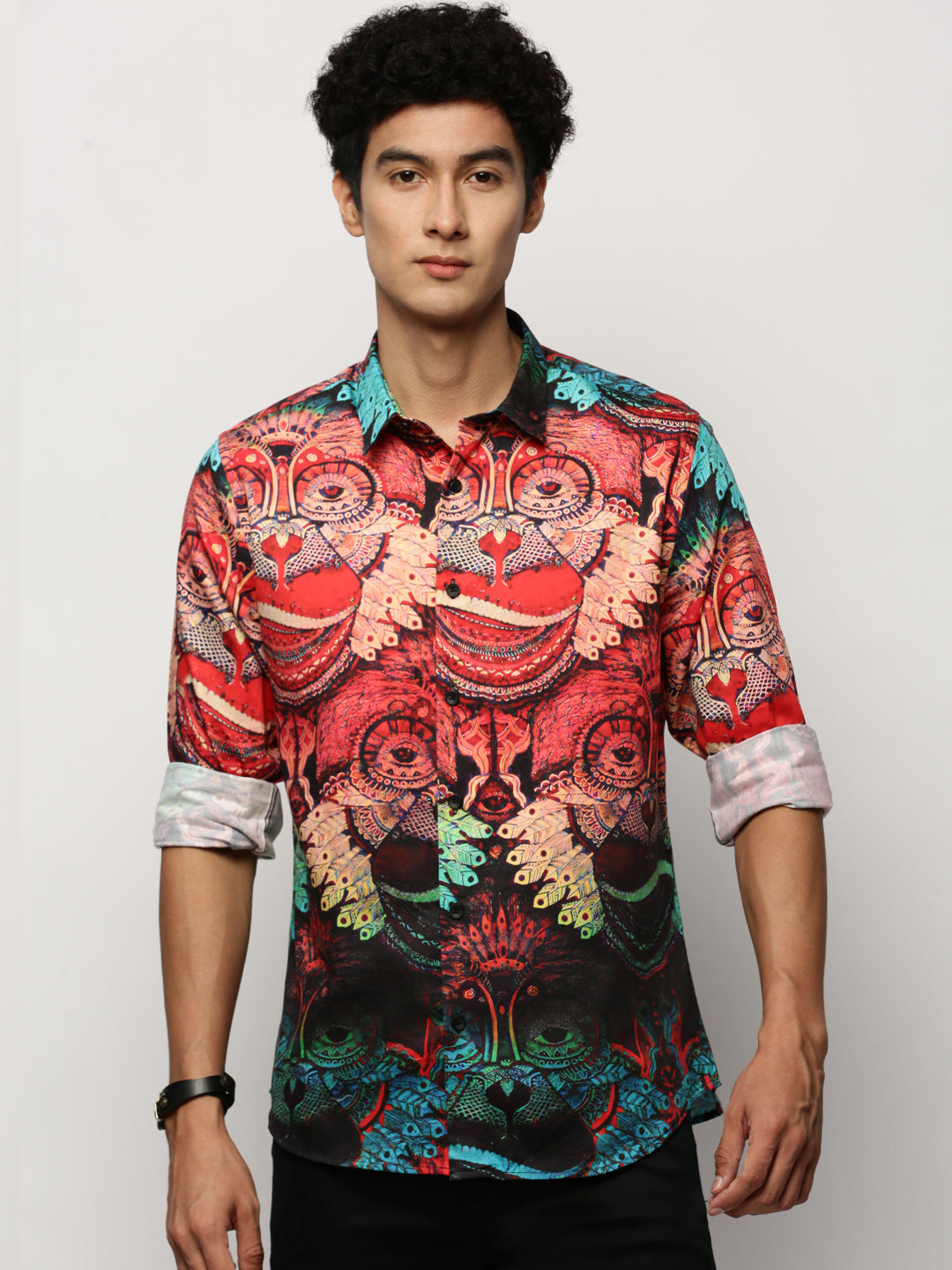 Men Red Printed Shirt