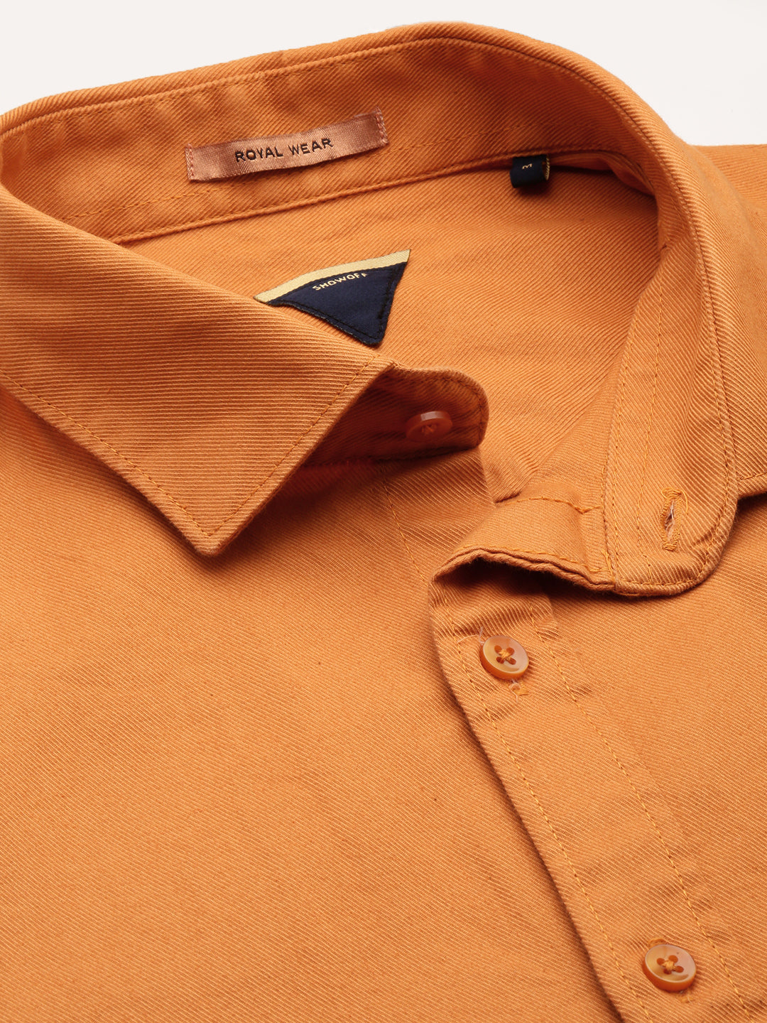 Men Orange Solid Casual Shirt