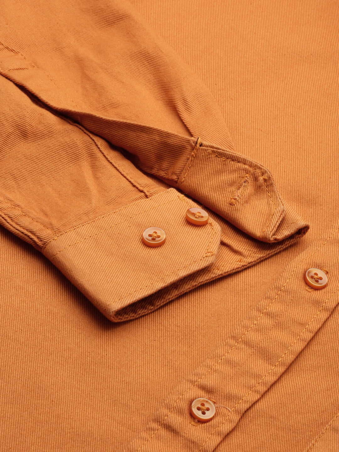 Men Orange Solid Casual Shirt