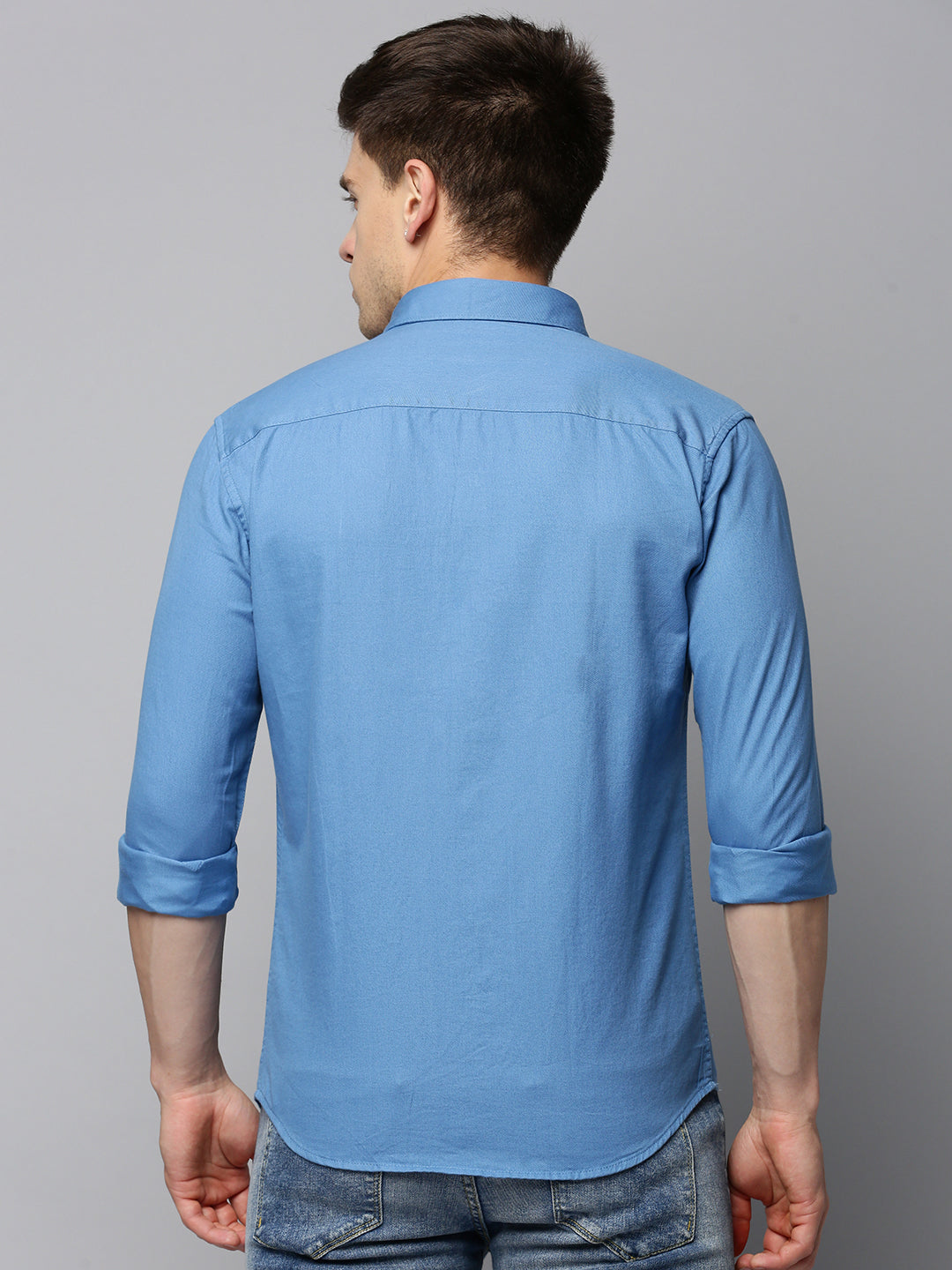 Men Blue Solid Casual Shirt