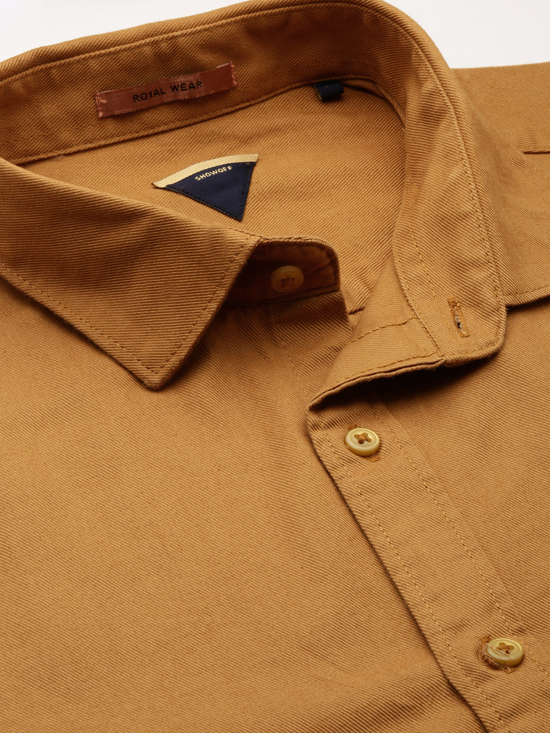 Men Khaki Solid Casual Shirt