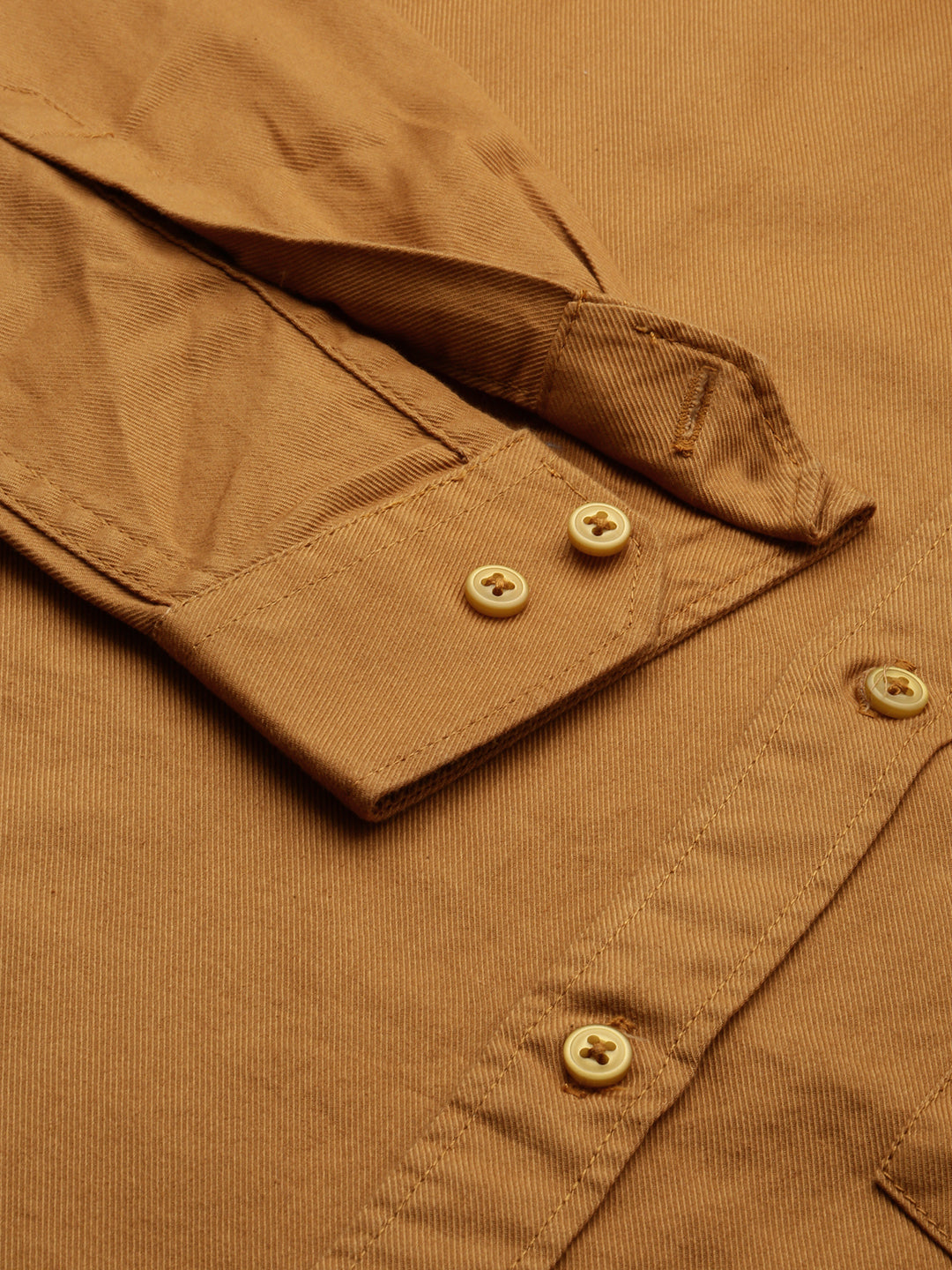 Men Khaki Solid Casual Shirt