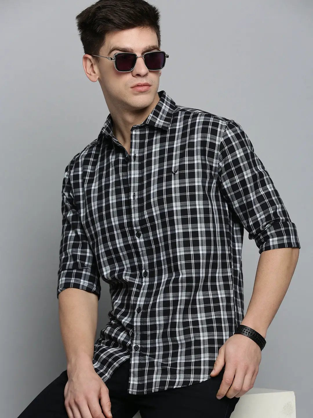 Men's Black Checked Casual Shirt