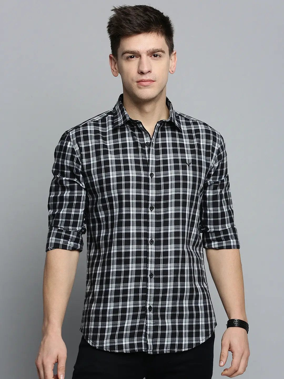 Men's Black Checked Casual Shirt