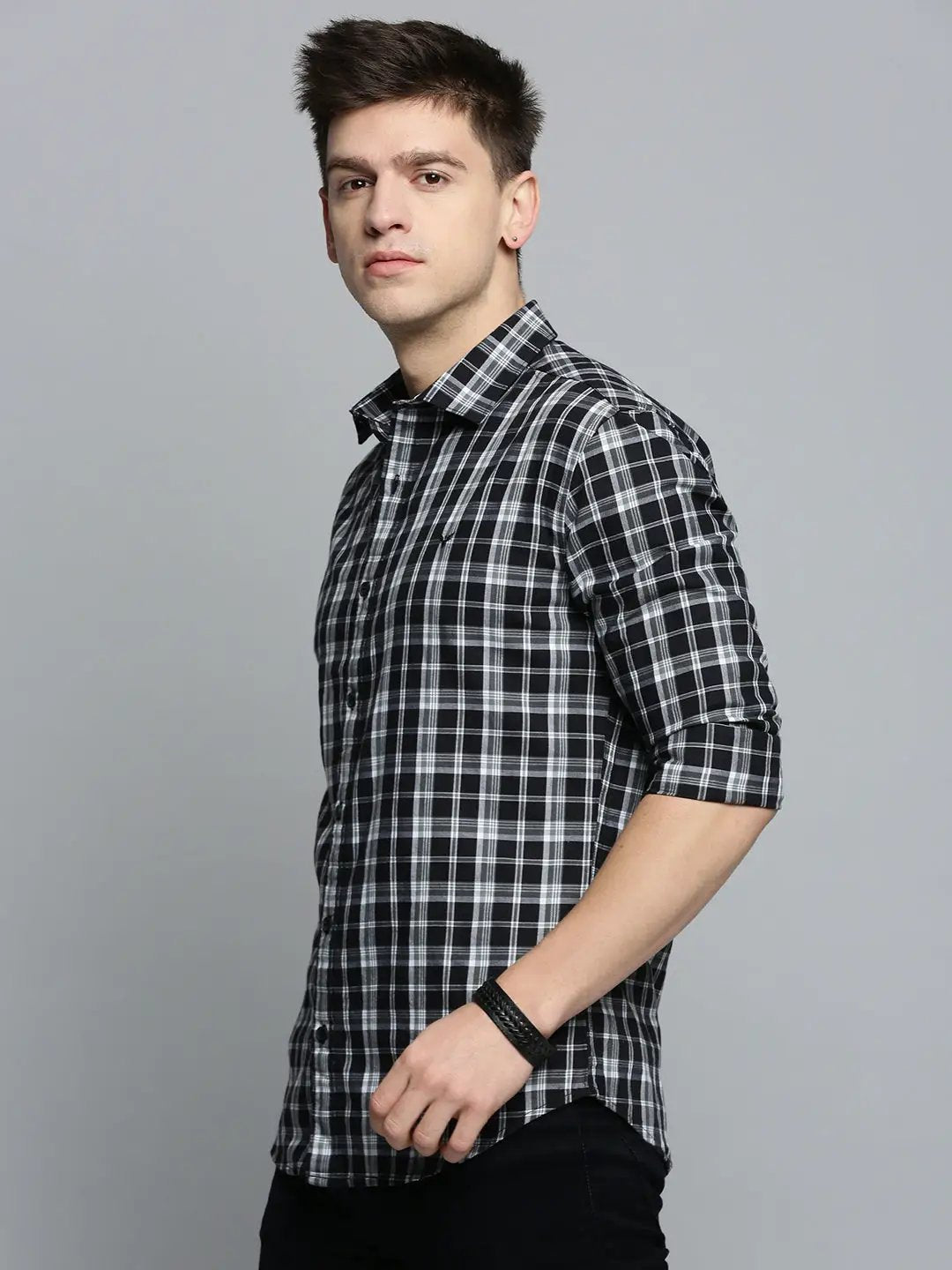 Men's Black Checked Casual Shirt