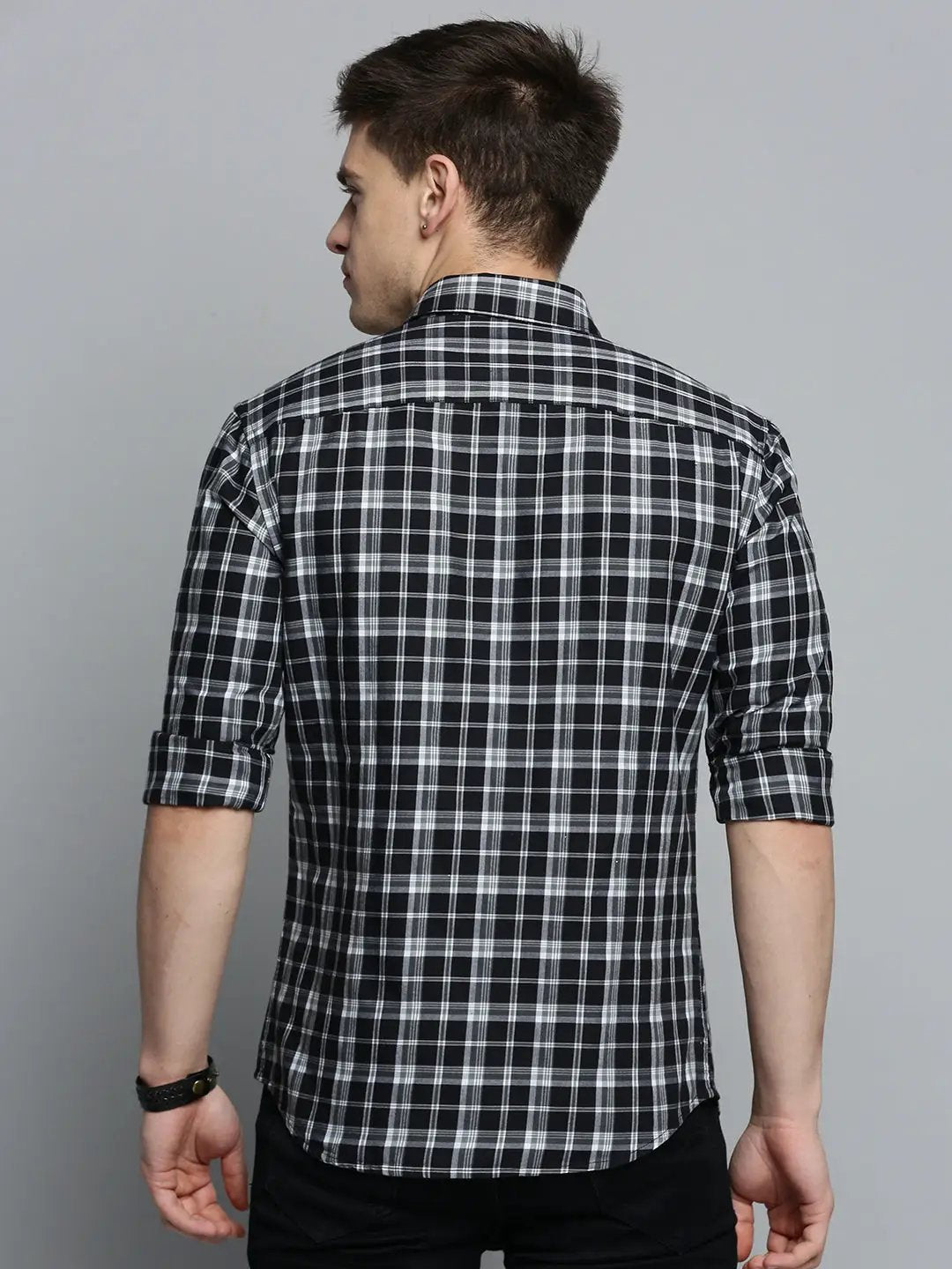 Men's Black Checked Casual Shirt
