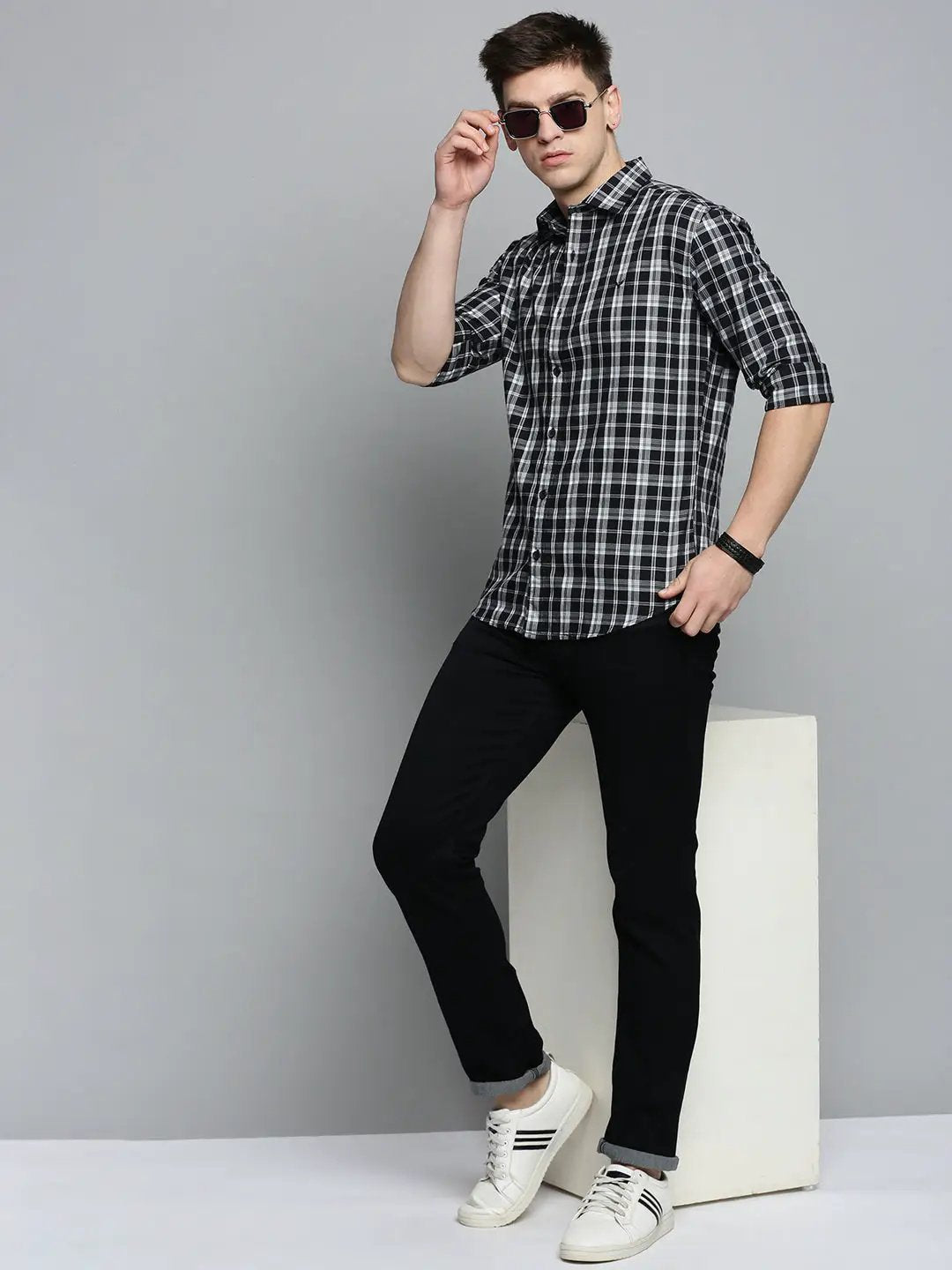 Men's Black Checked Casual Shirt