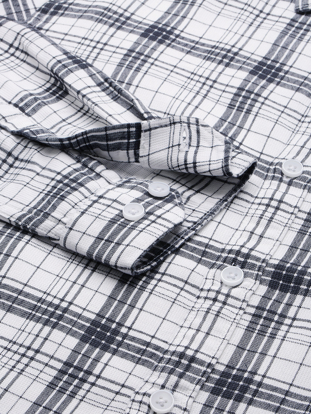 Men's White Checked Casual Shirt