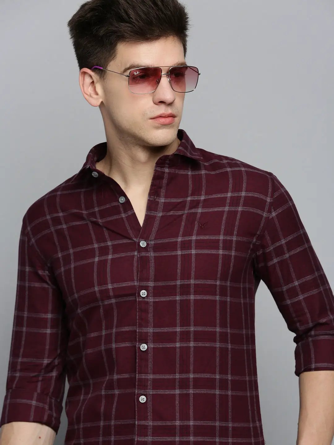 Men's Red Checked Casual Shirt