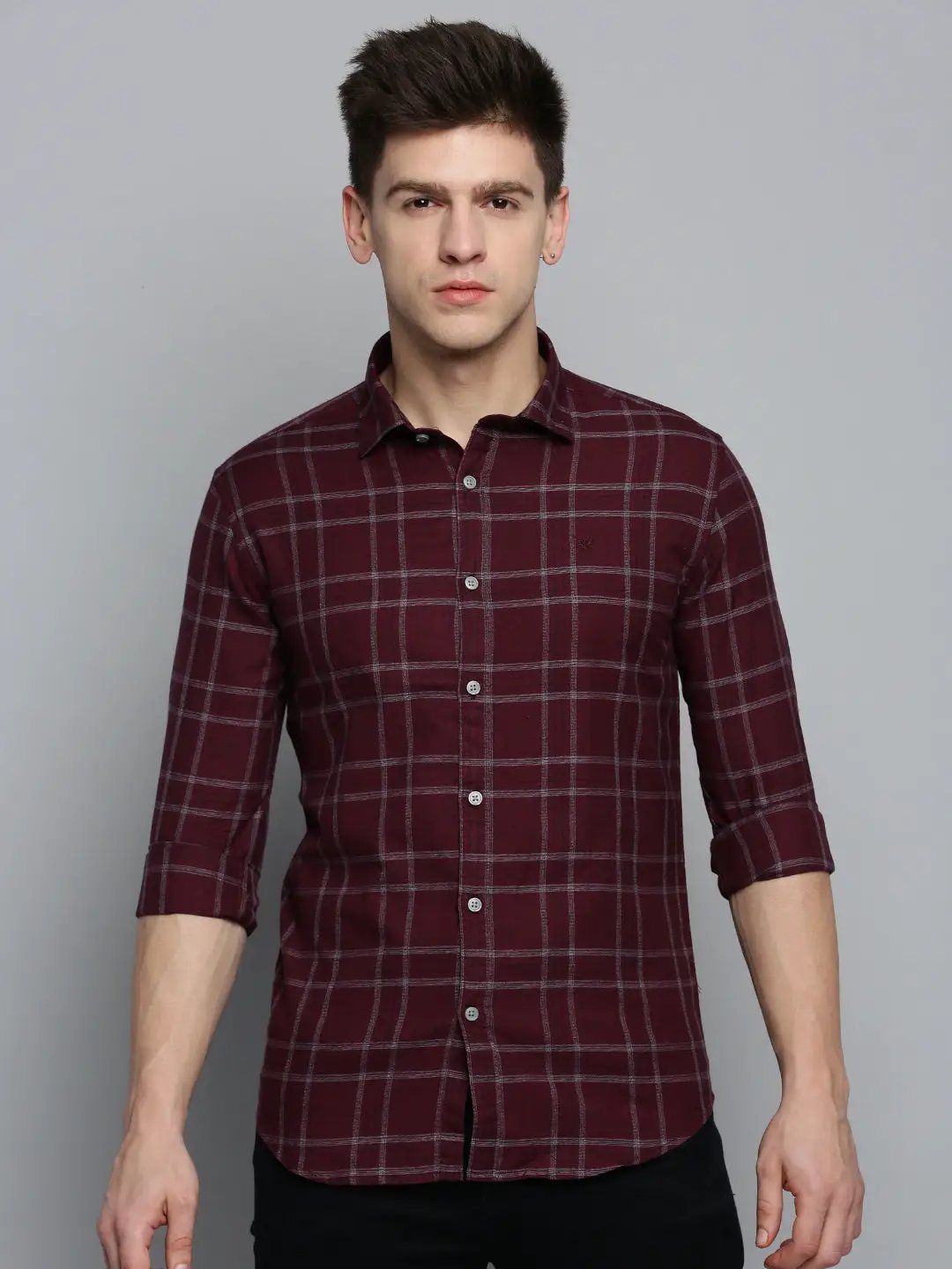 Men's Red Checked Casual Shirt