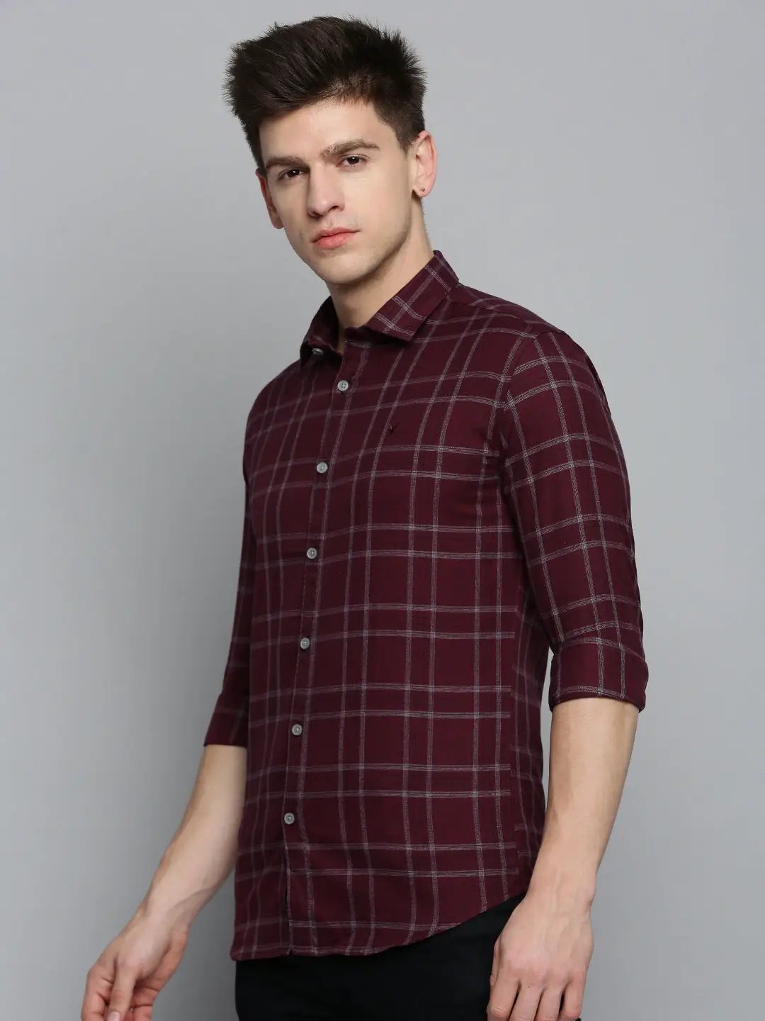 Men's Red Checked Casual Shirt