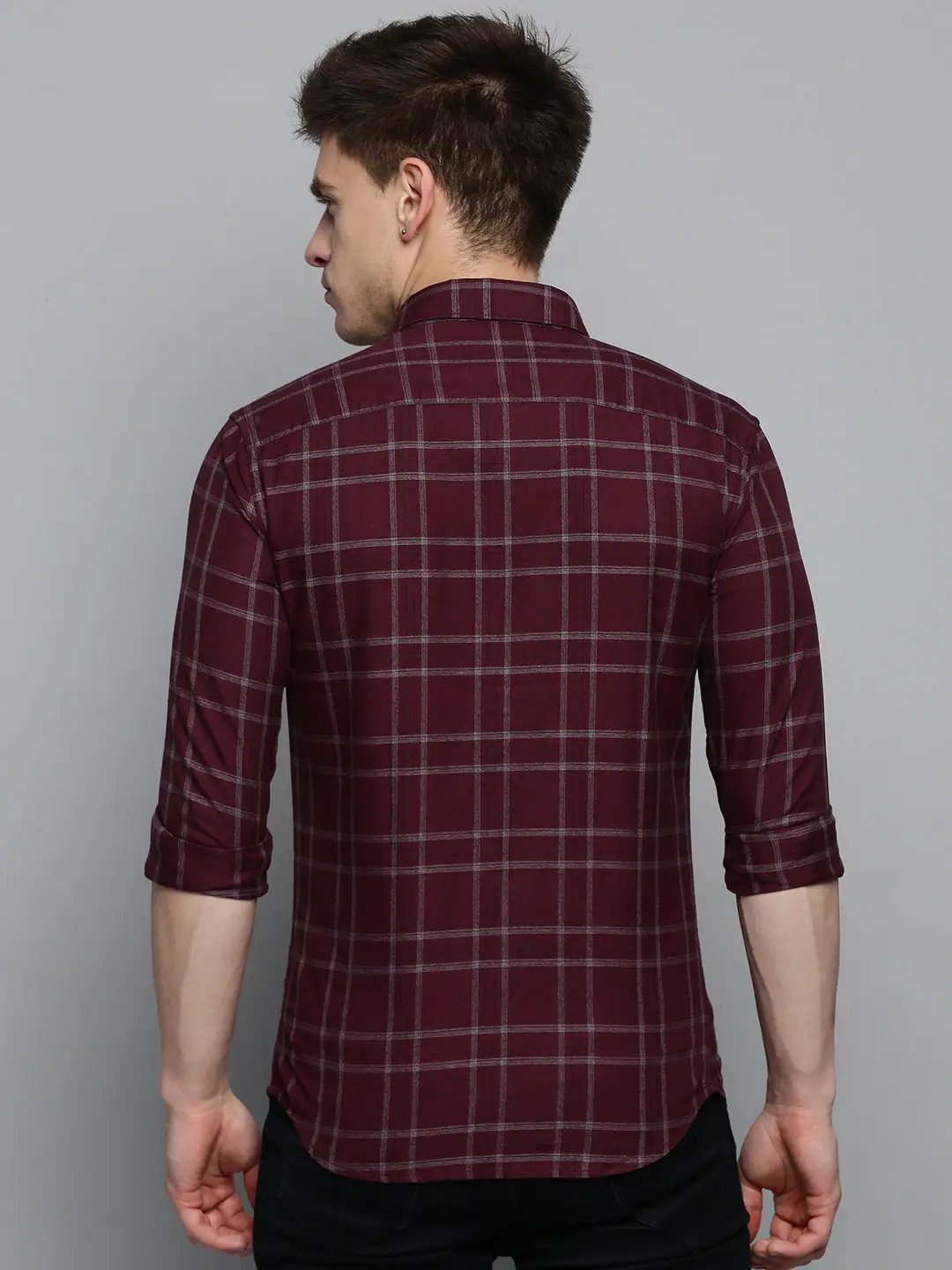 Men's Red Checked Casual Shirt