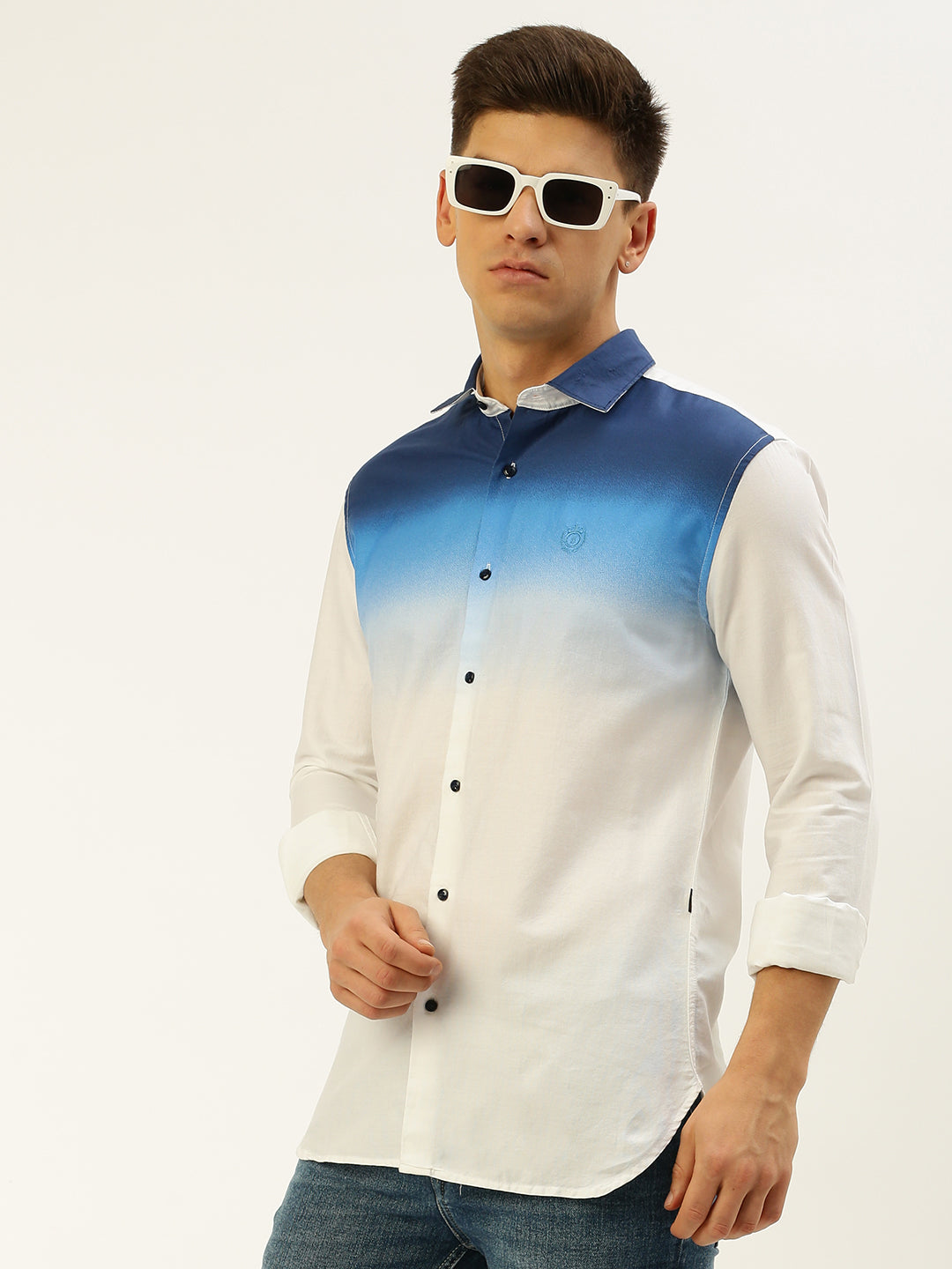 Men White Solid Casual Shirt