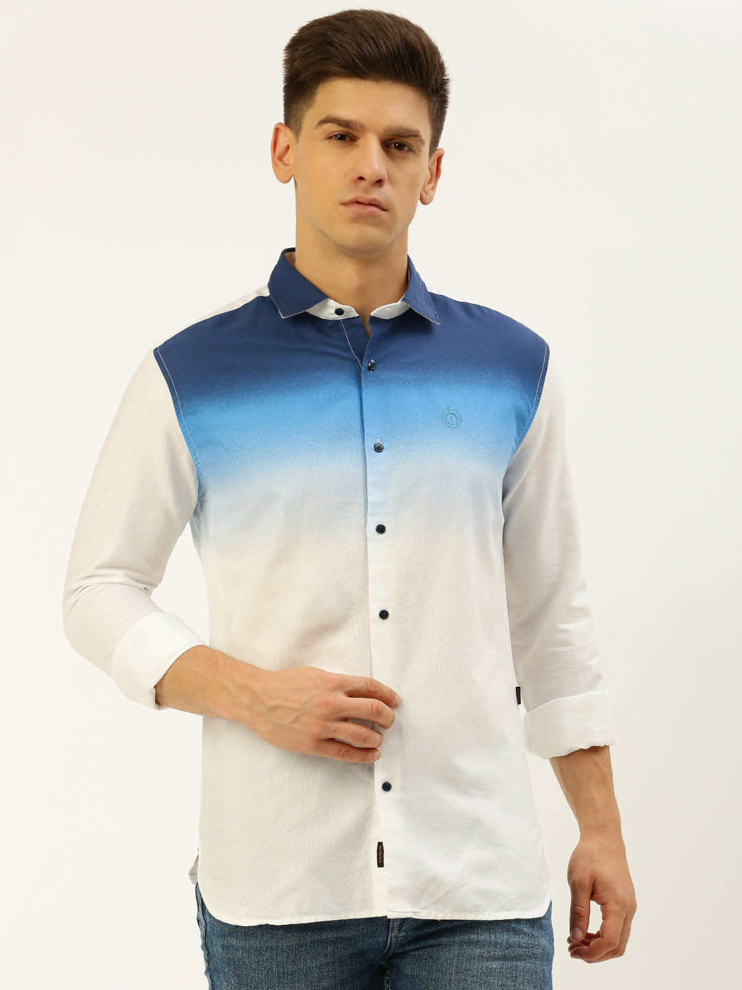 Men White Solid Casual Shirt