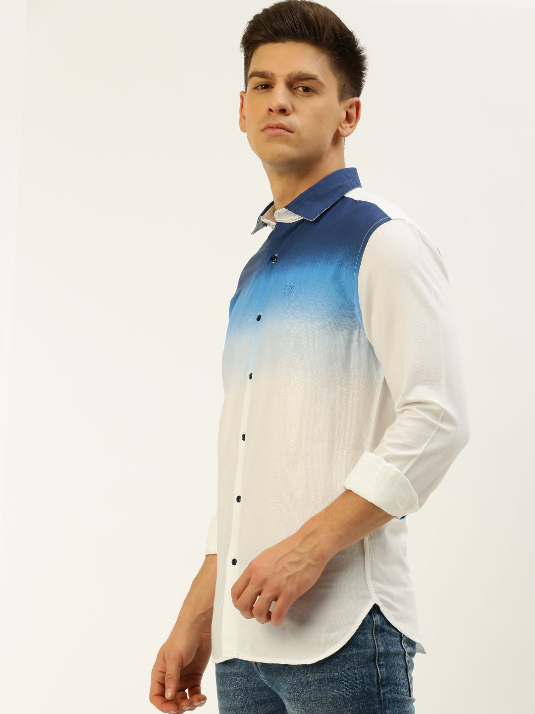 Men White Solid Casual Shirt