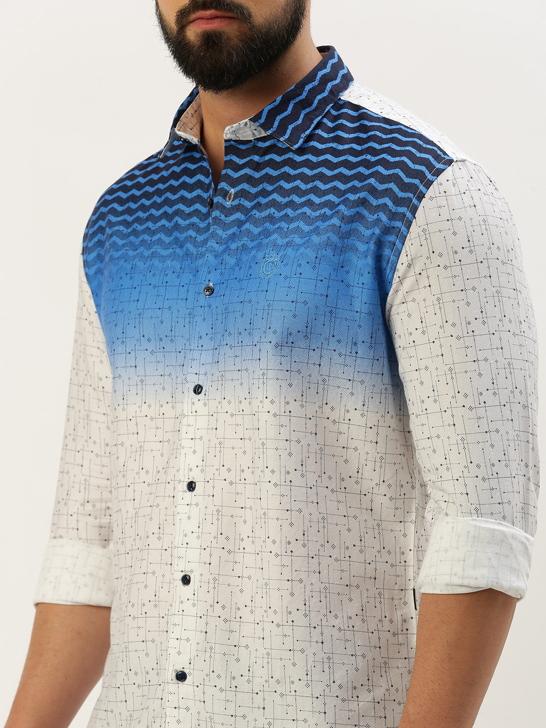 Men White Printed Casual Shirt