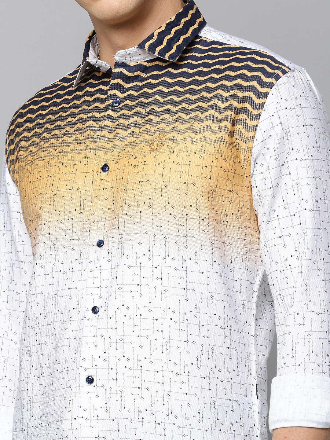 Men White Printed Casual Shirt