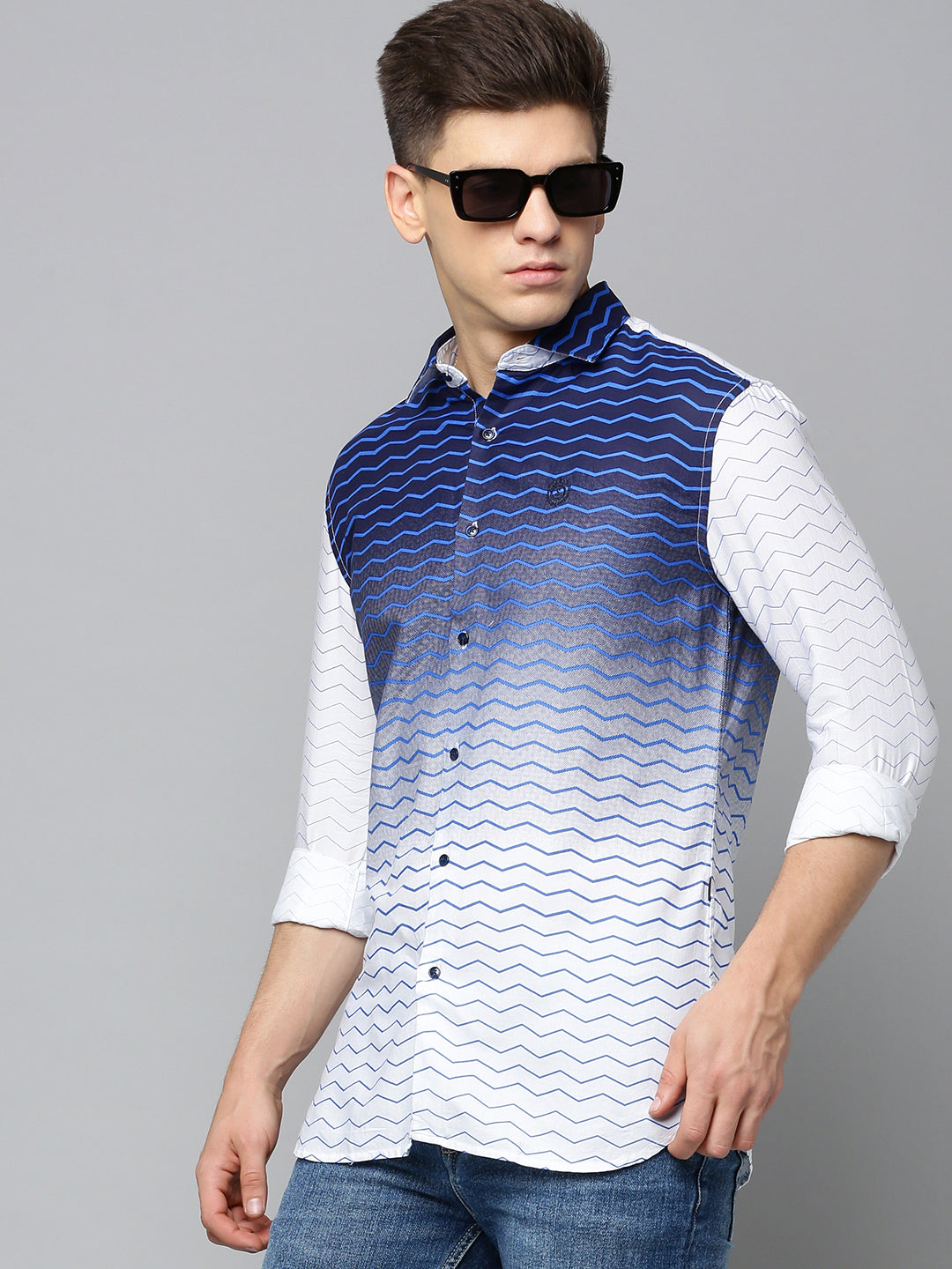 Men White Printed Casual Shirt