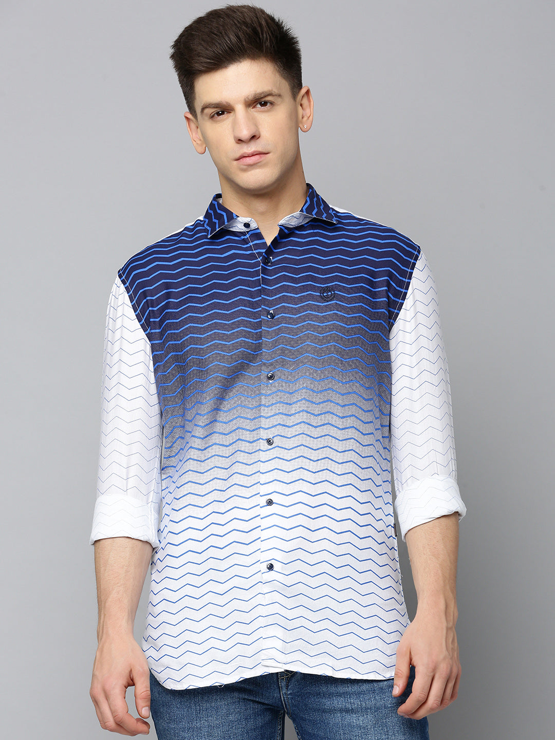 Men White Printed Casual Shirt