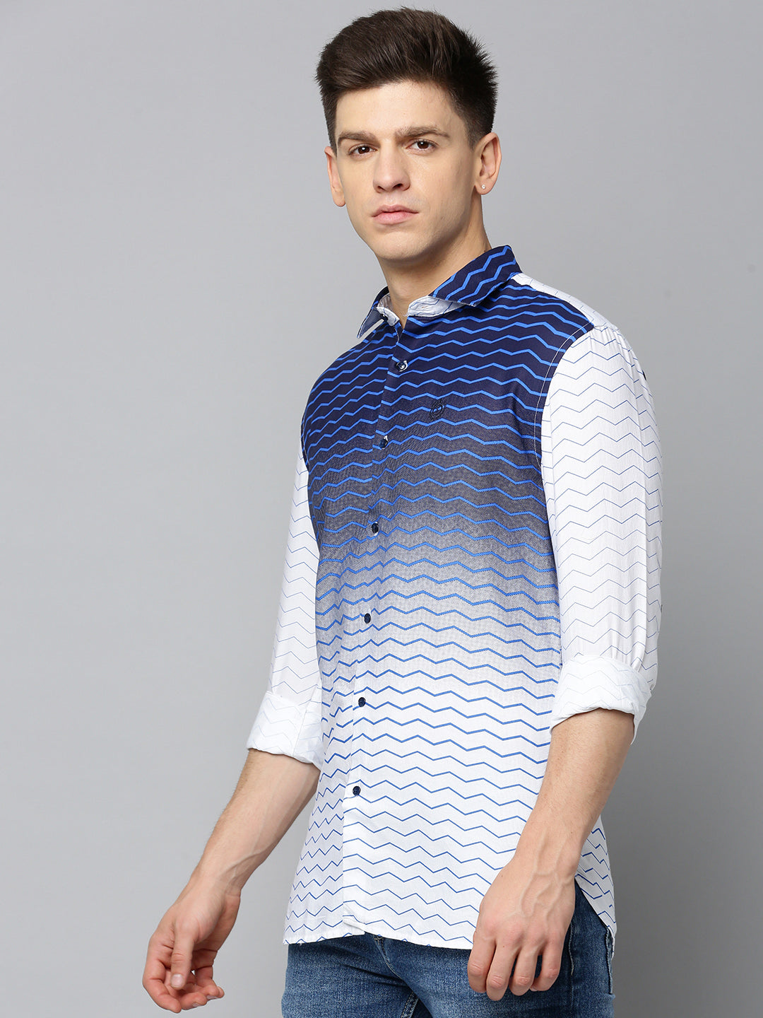 Men White Printed Casual Shirt