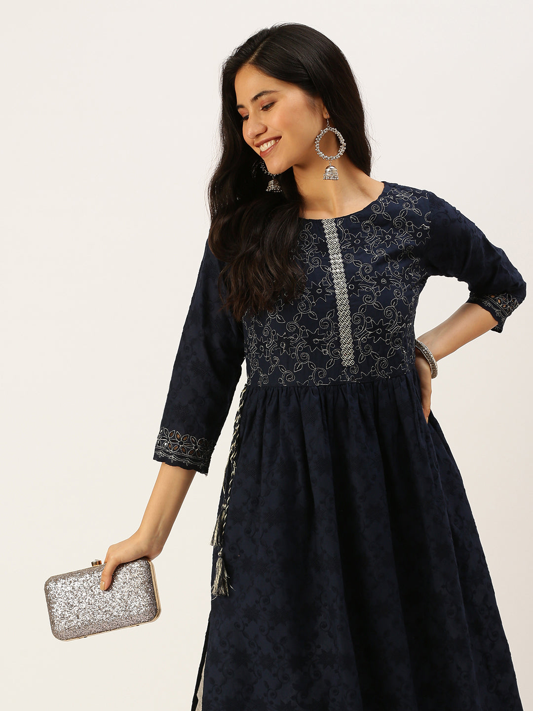 Women's Blue Embroidered Anarkali Kurtas