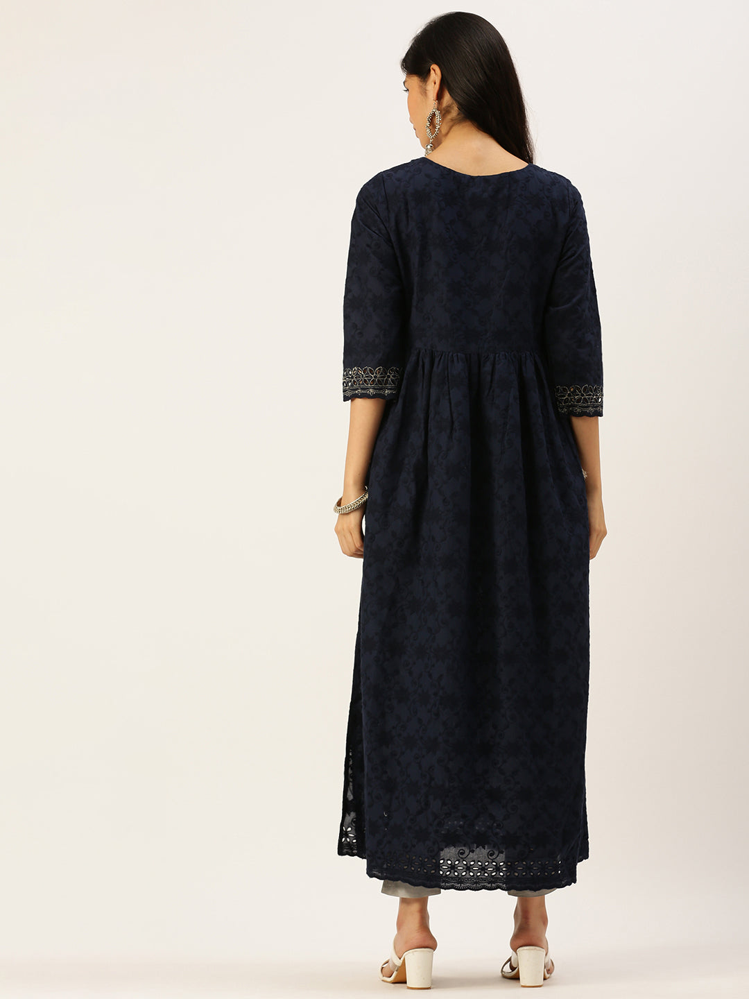 Women's Blue Embroidered Anarkali Kurtas