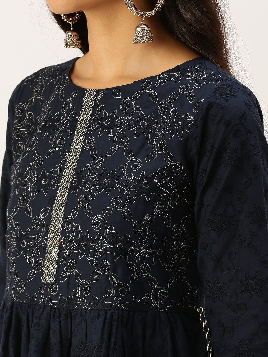 Women's Blue Embroidered Anarkali Kurtas