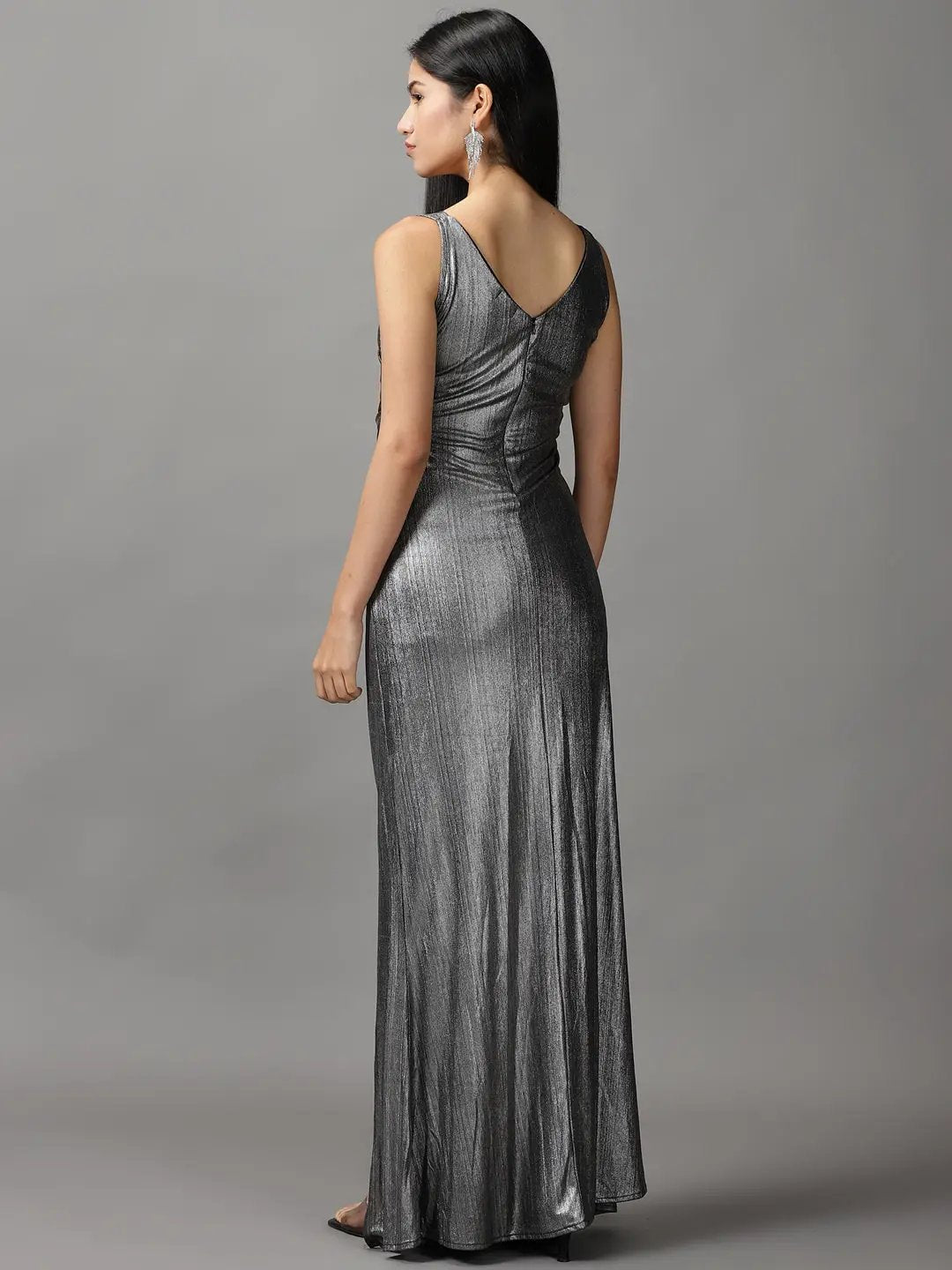 Women's Metallic Embellished Wrap Dress