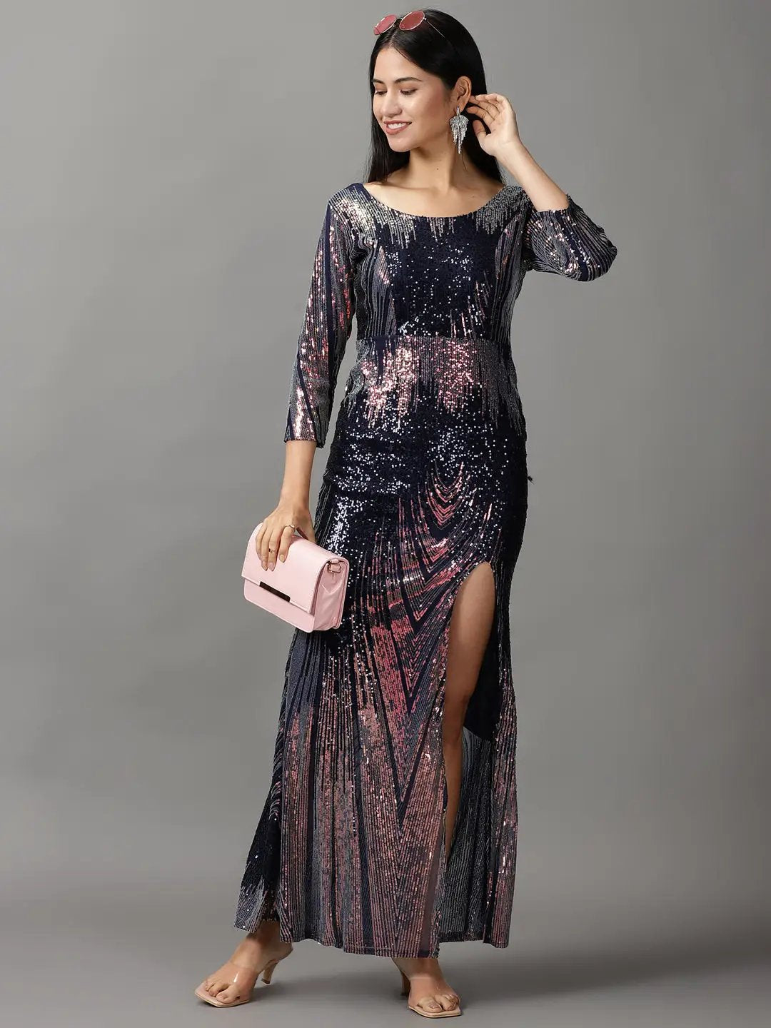 Women's Metallic Embellished Bodycon Dress