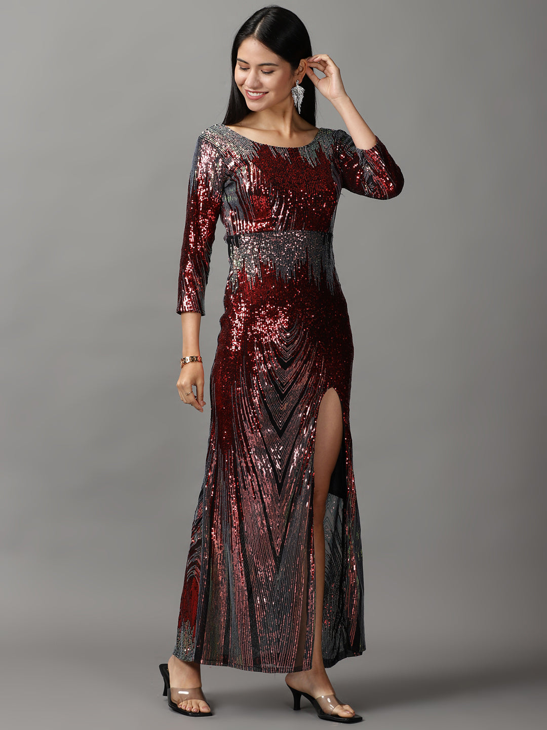 Women's Metallic Mermaid Sequinned Bodycon Dress