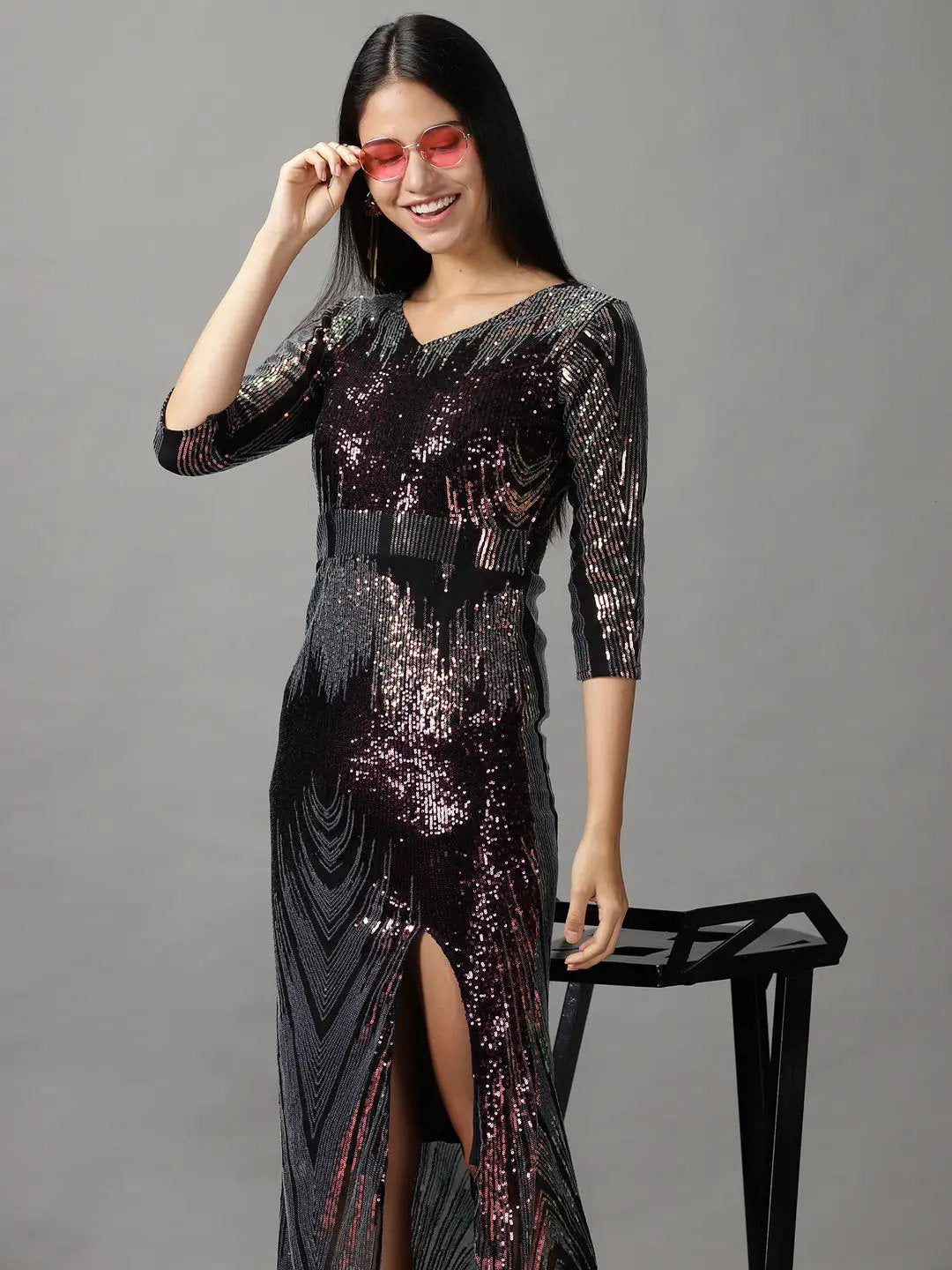 Women's Metallic Embellished Bodycon Dress