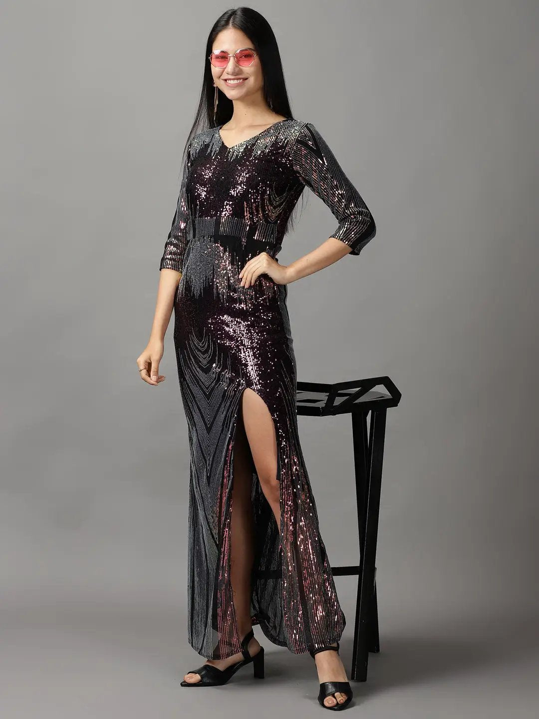 Women's Metallic Embellished Bodycon Dress