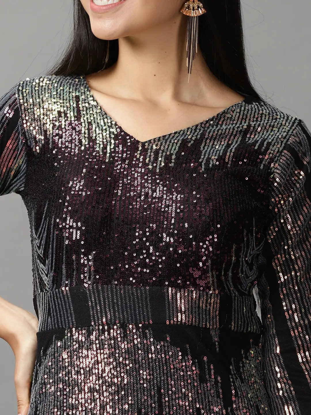Women's Metallic Embellished Bodycon Dress