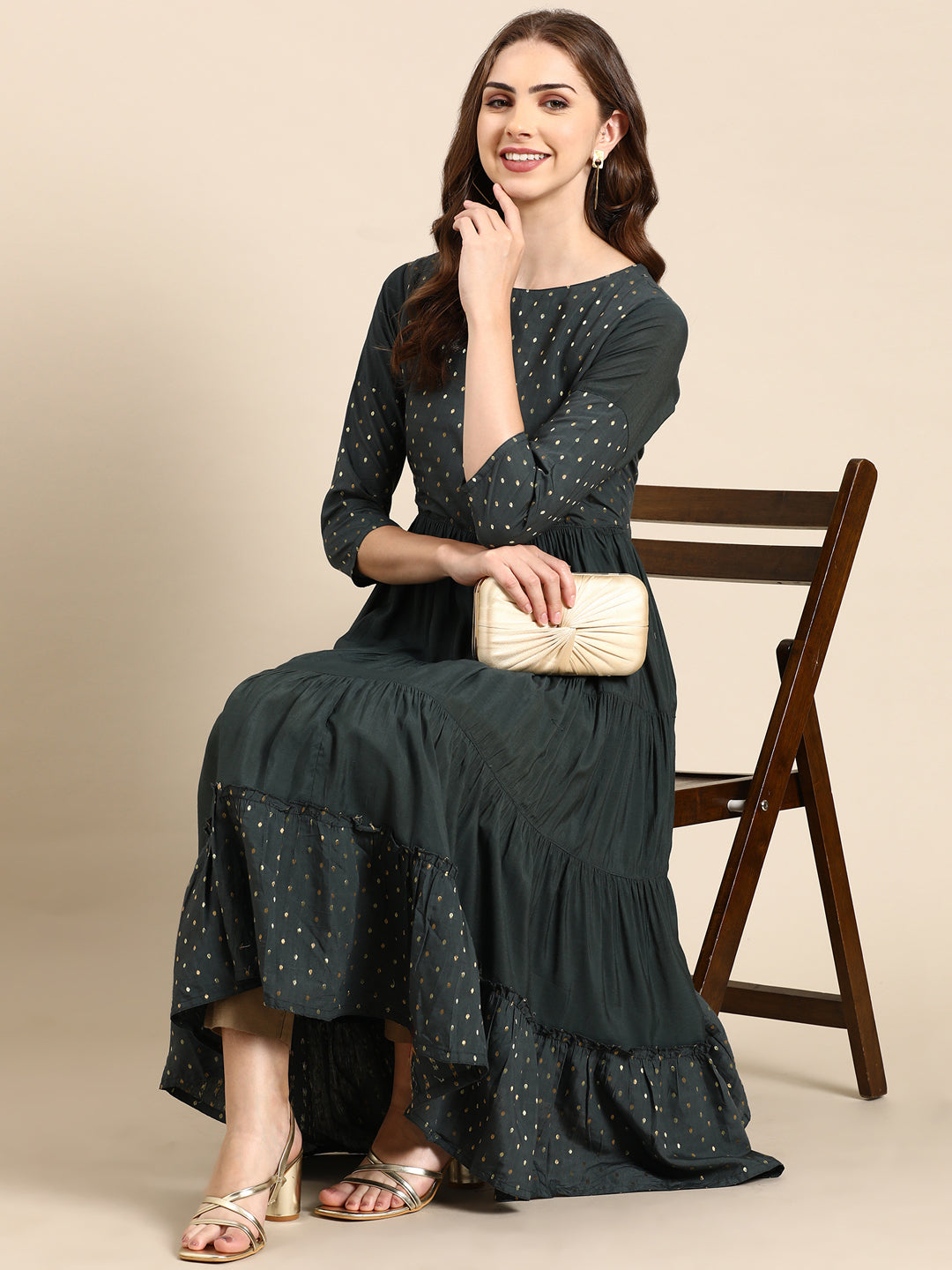 Women's Teal Solid Anarkali Kurta