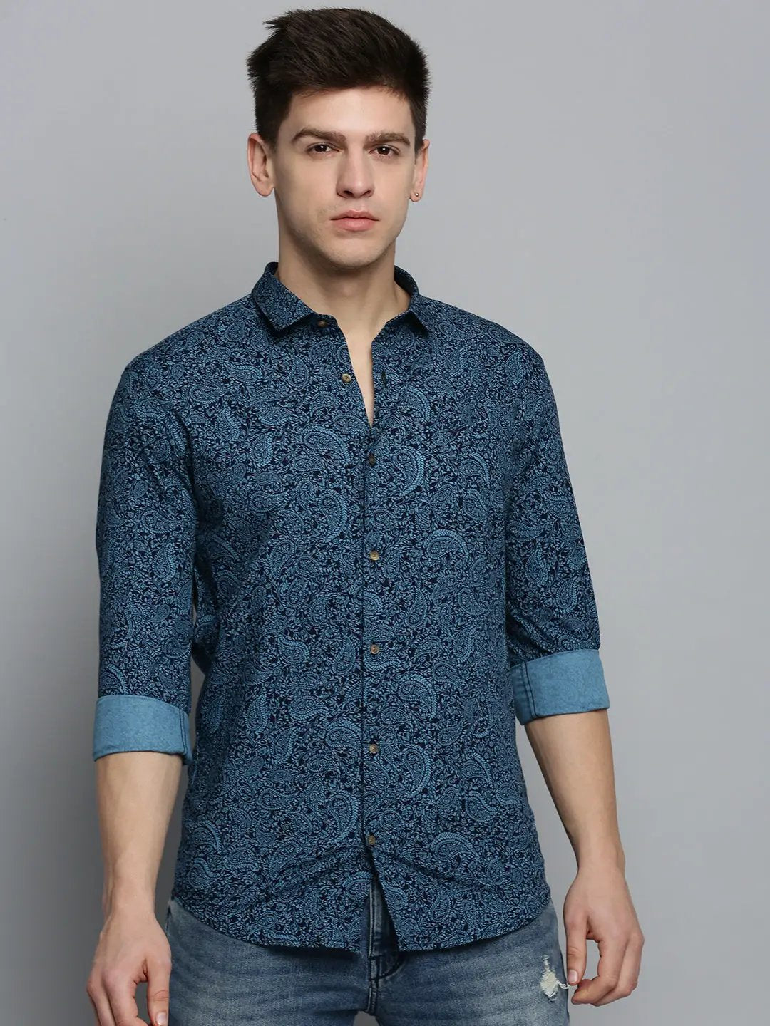 Men's Black Printed Casual Shirt
