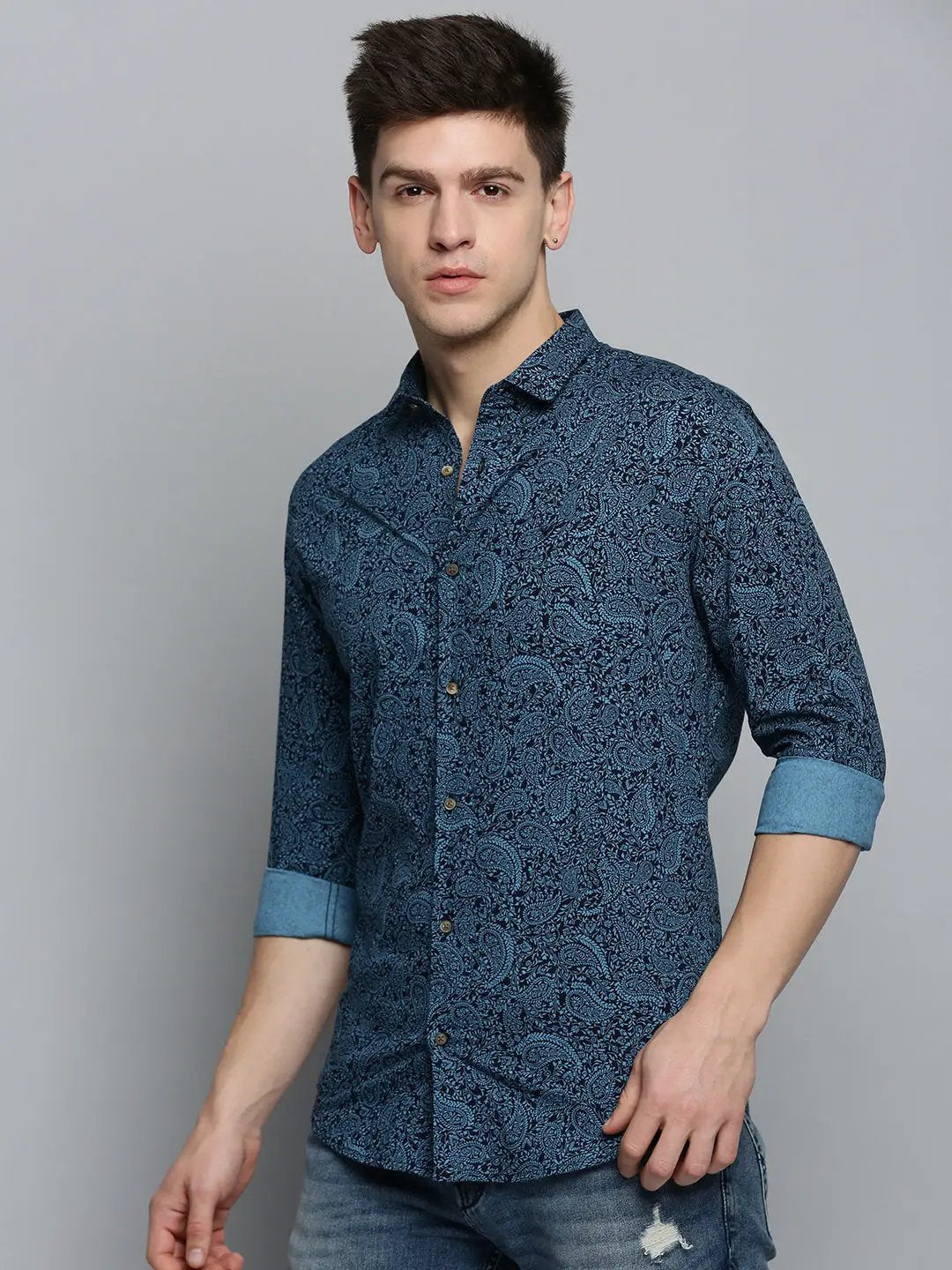 Men's Black Printed Casual Shirt