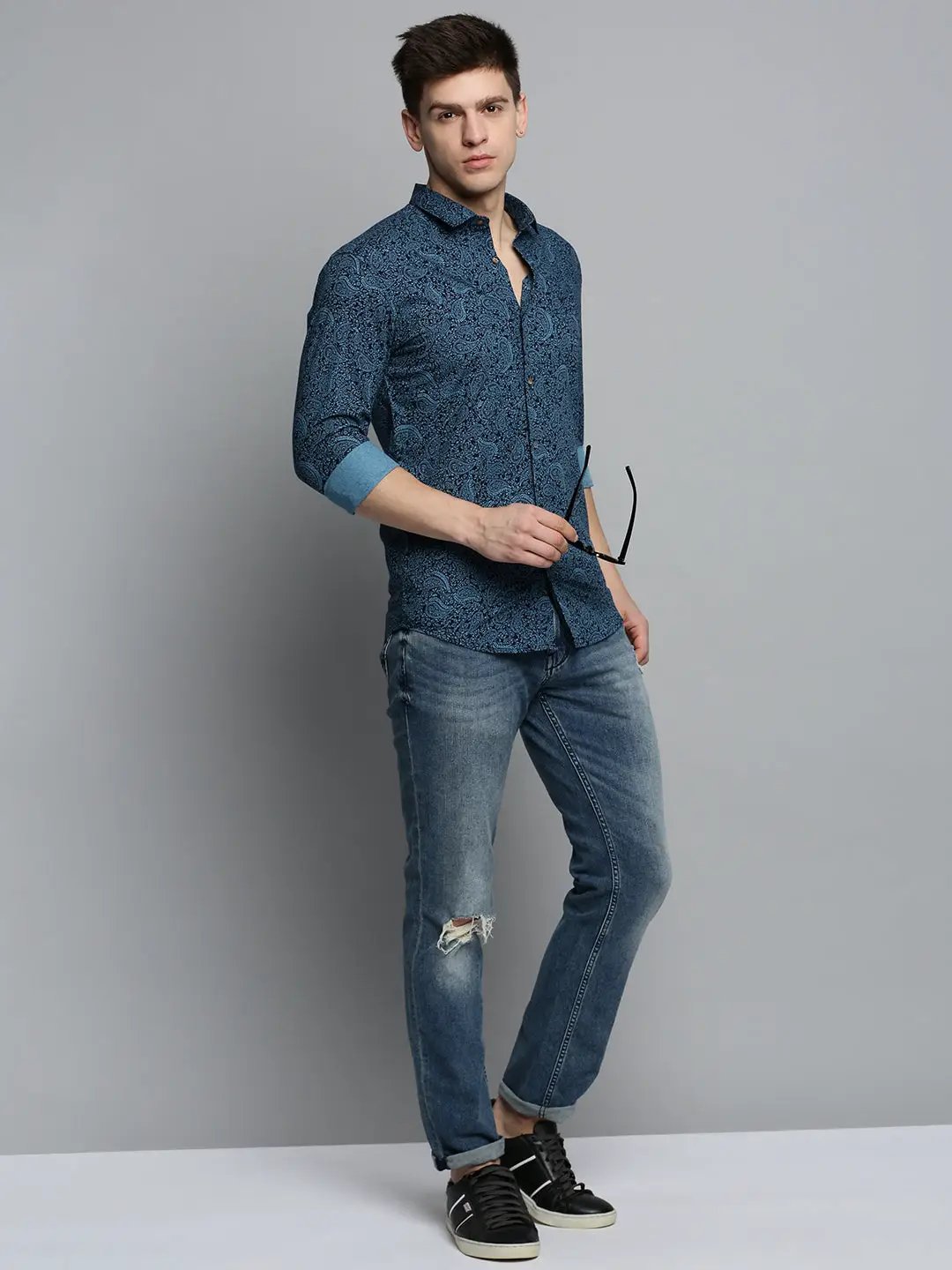 Men's Black Printed Casual Shirt