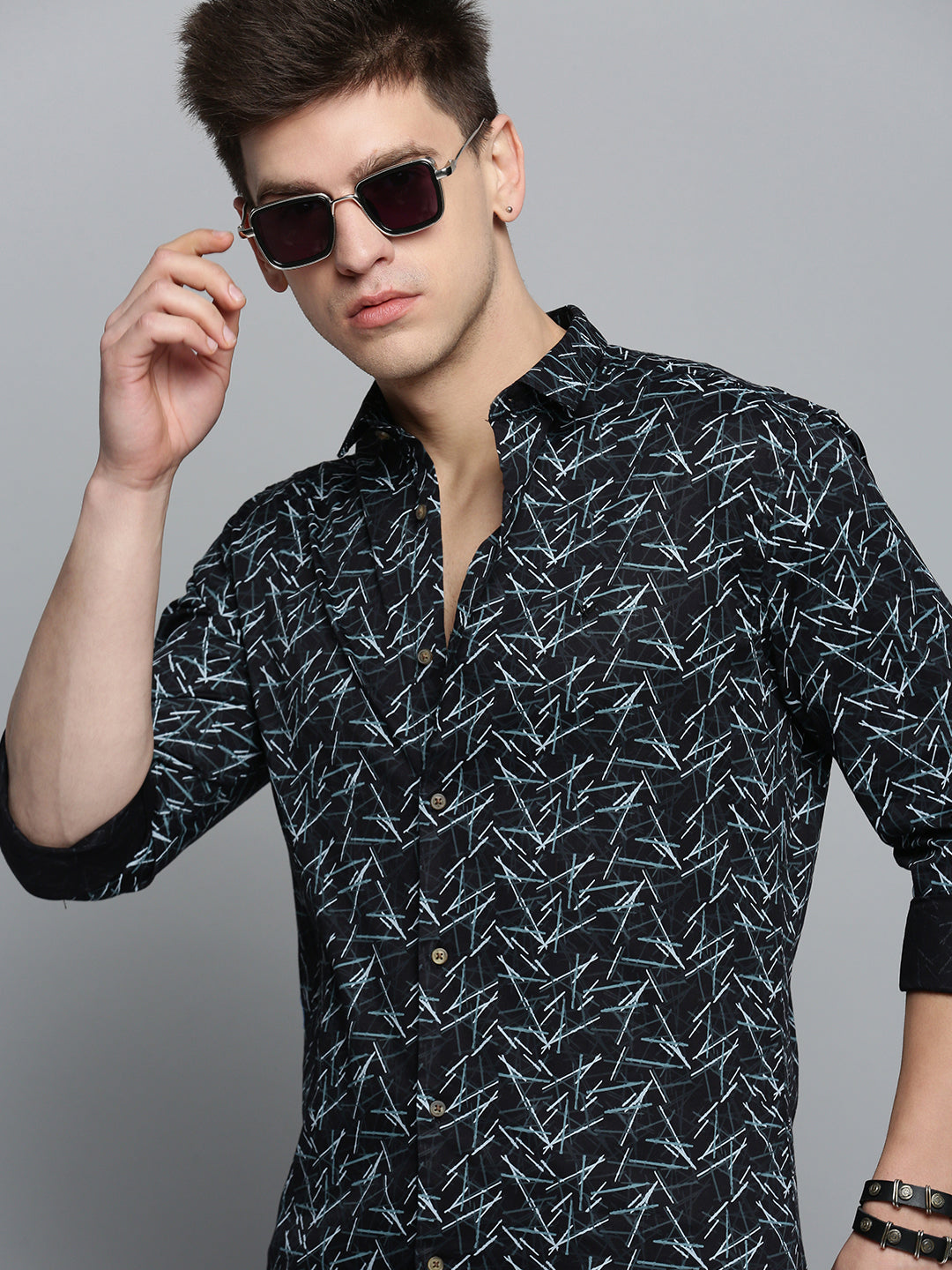 Men Black Printed Casual Shirt