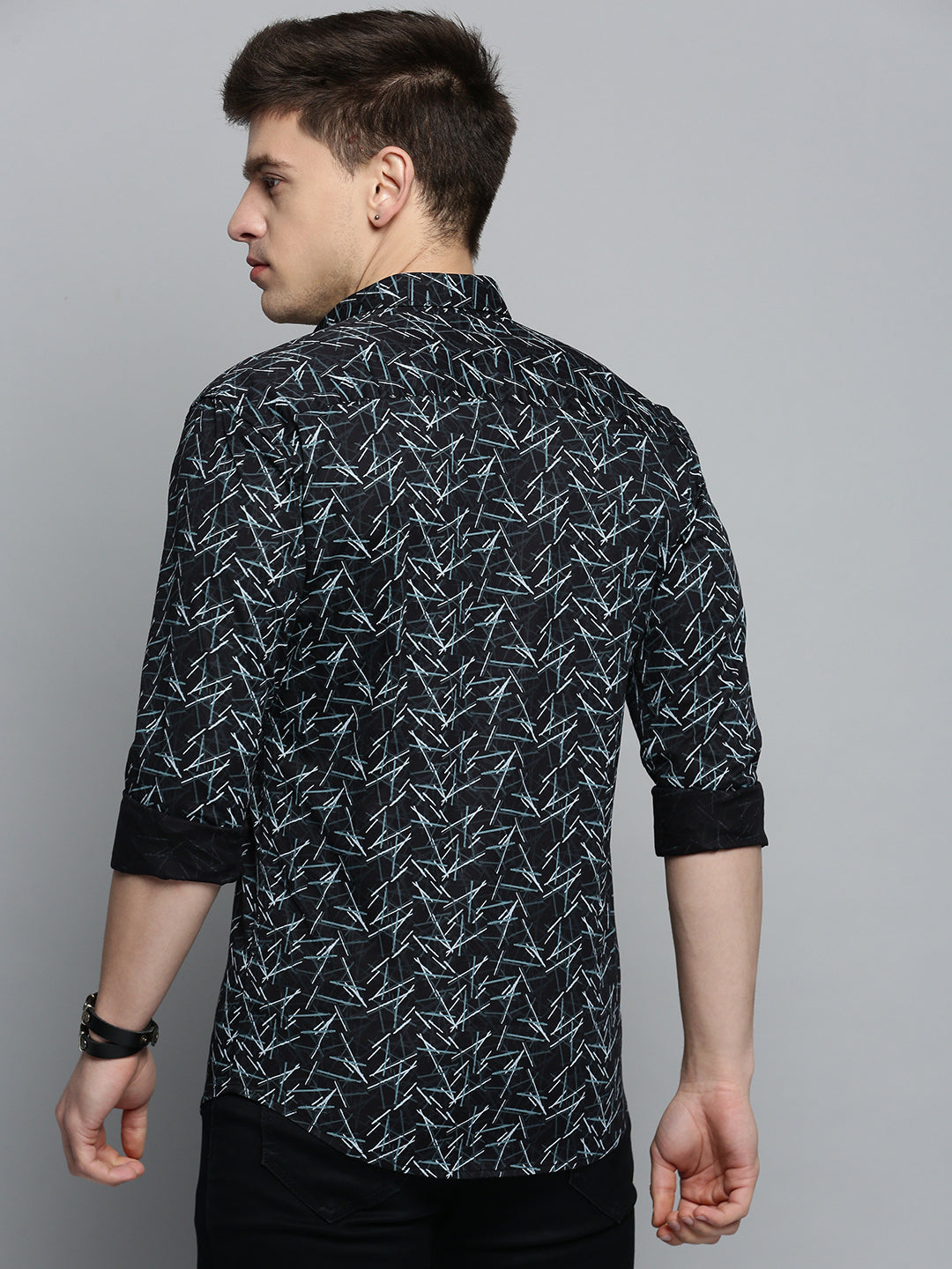 Men Black Printed Casual Shirt